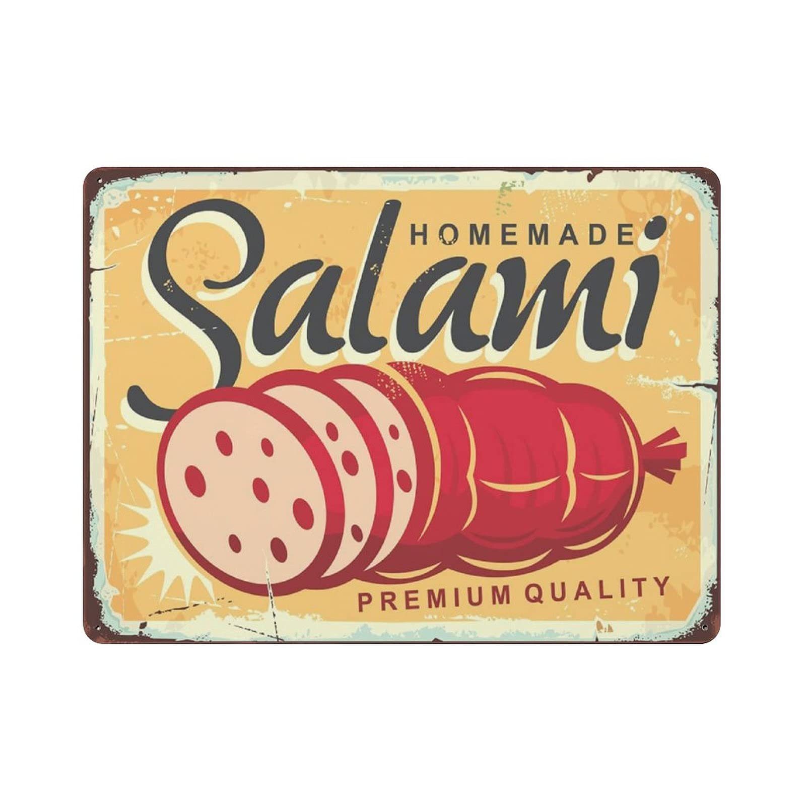 Homemade Salami Metal Signs, Fun Poster For Bar Kitchen Cafe Farmhouse Wall Decor 12x16 inch