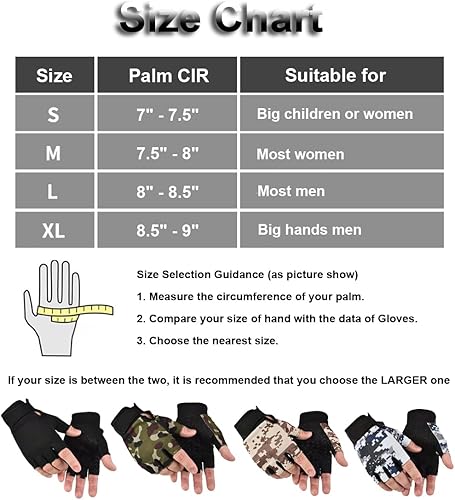 Miniatura 7 de SUJAYU Guantes sin dedos, guantes de bicicleta, guantes tácticos, guantes de airsoft, guantes de entrenamiento, guantes de pesca, guantes de