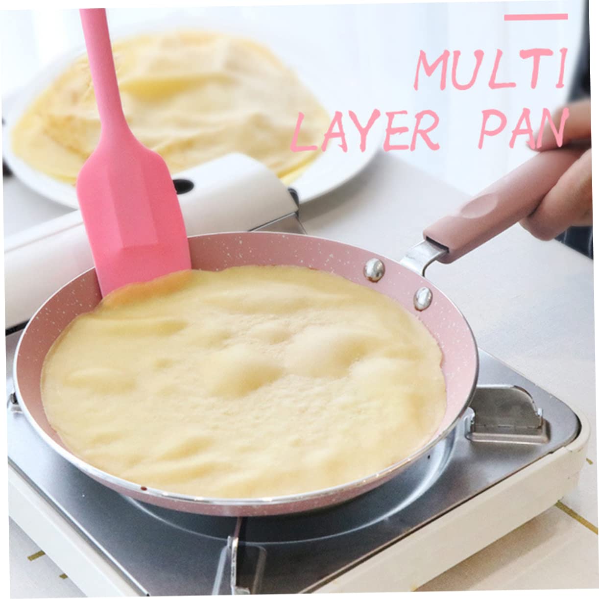 TOPBATHY Padella in Alluminio Professionale Antiaderente per Induzione Pratica Padella per Frittata e Pancake Utile Gadget da Cucina Colore Rosa