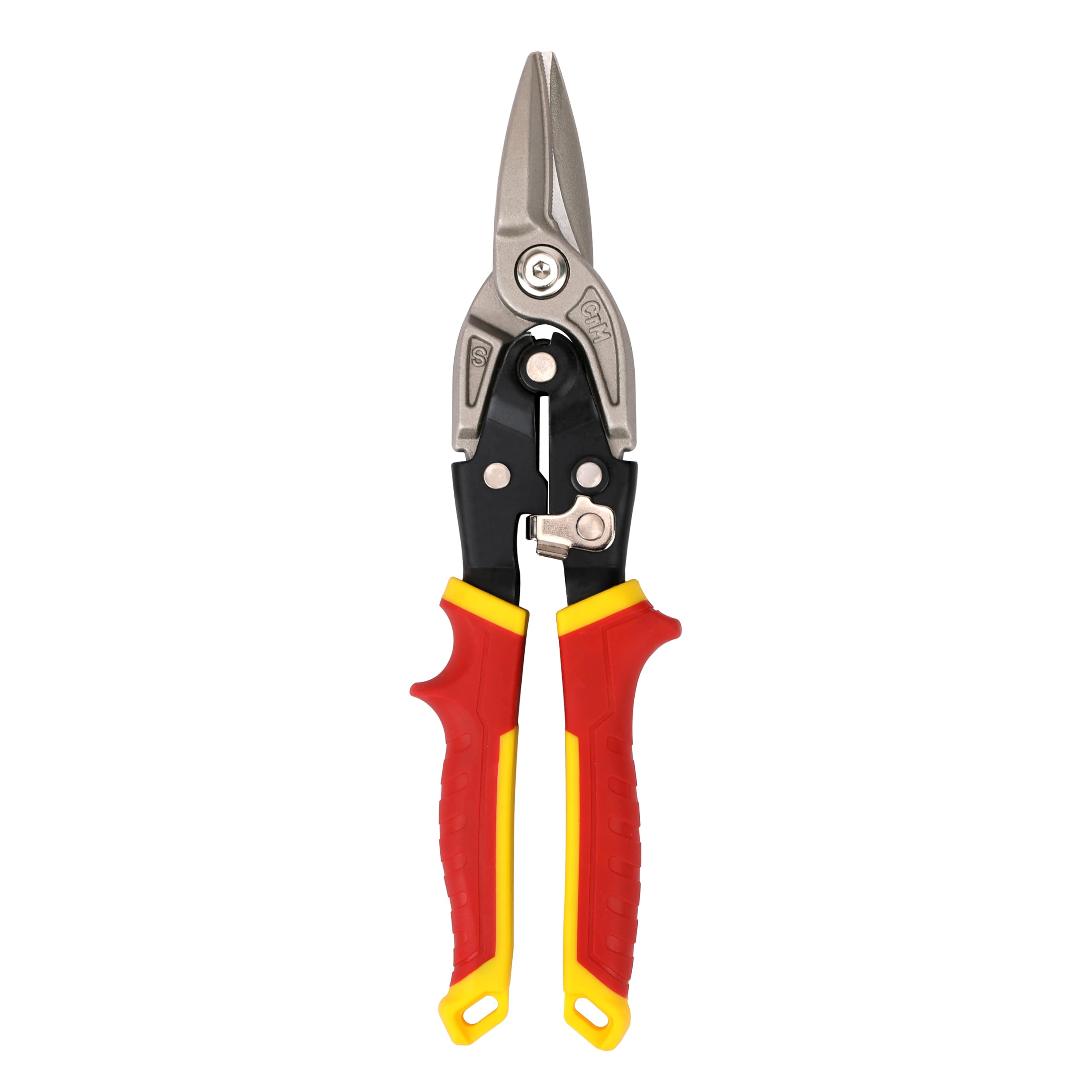 HURRICANE 10 Inch Aviation Snips with Safety Lock, CR-MO Blades Straight Cutting Metal Cutters in Sheet Metal, HVAC & Home DIY