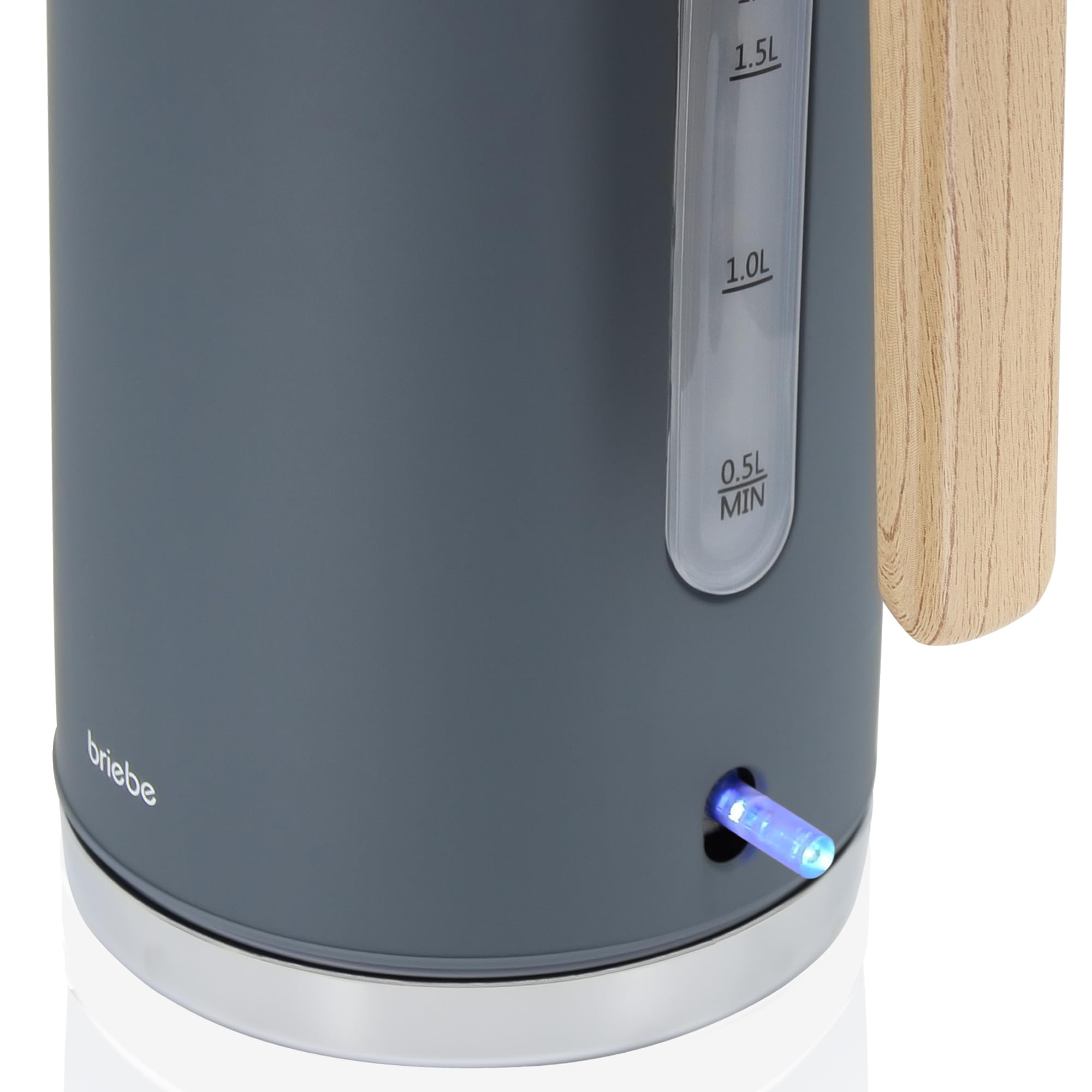 briebe Nordic Tostapane a Fessura Larga a 2 Fette, 6 Livelli di Tostatura, Pinze + Bollitore Elettrico 1,7L Cordless, Ebollizione Rapida 2200 W, senza BPA, Set Colazione Design Nordique, Grigio