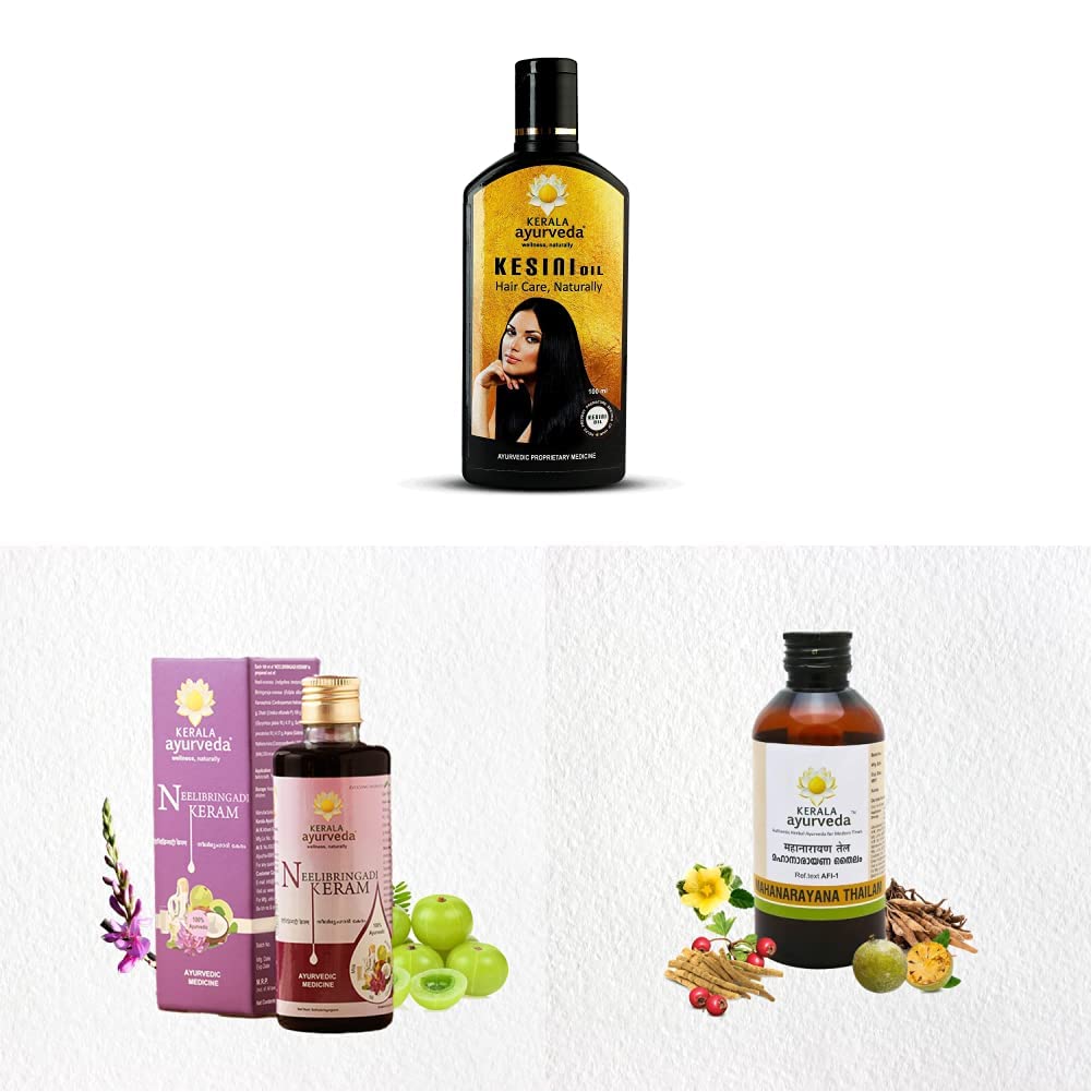 Kerala Ayurveda Kesini Oil - 100 ml & Neelibringadi Keram 200 Ml & thailam 200 Ml | Post-workout Abhyanga Oil | Soothes Sore Muscles | Relieves Stiff Joints | With Bilva, Ashwagandha
