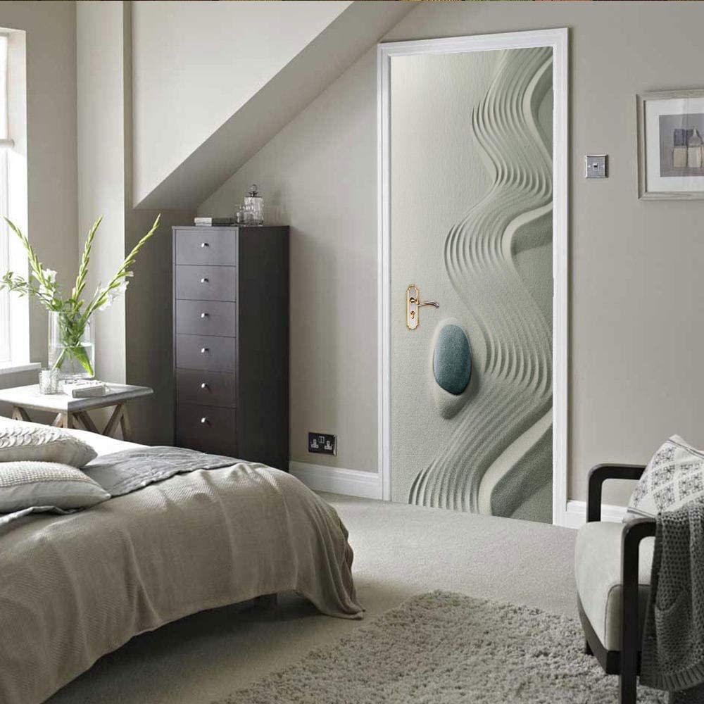 BARFPY Adesivi per Porte murale 3D balcone vista mare tramonto Autoadesivo Carta Parati Porta Impermeabile Soggiorno Bagno Stanza dei bambini Camera da letto Decorazioni per la casa Carte da Parati 88