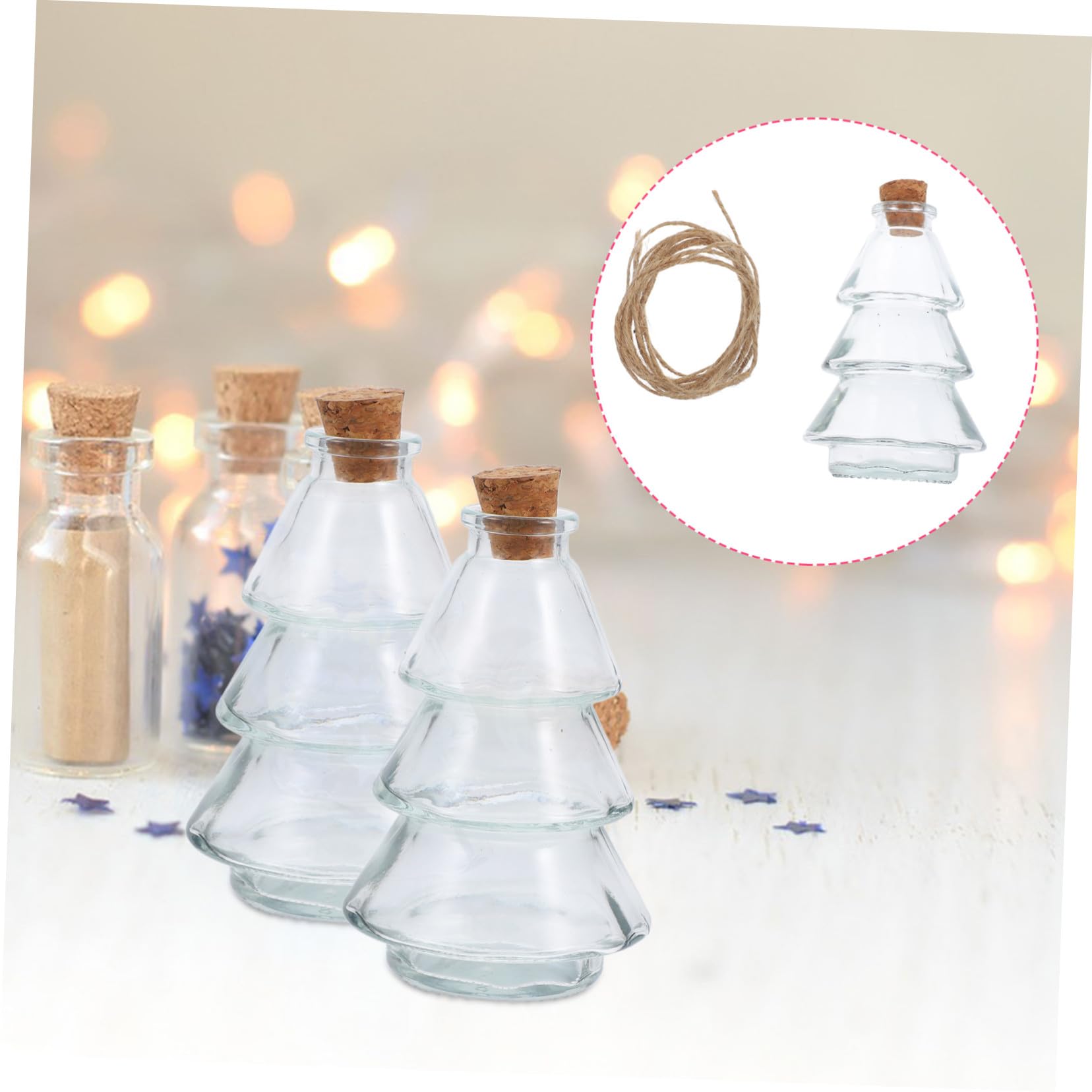 VALICLUD Bottiglie Dei Desideri Trasparenti Tappo in Sughero a Forma Di Pino, Contenitori in Vetro Per Profumi e Barattoli Di Messaggi, Decorazioni Multifunzionali Per Casa e Feste, Set Da 5 Pezzi