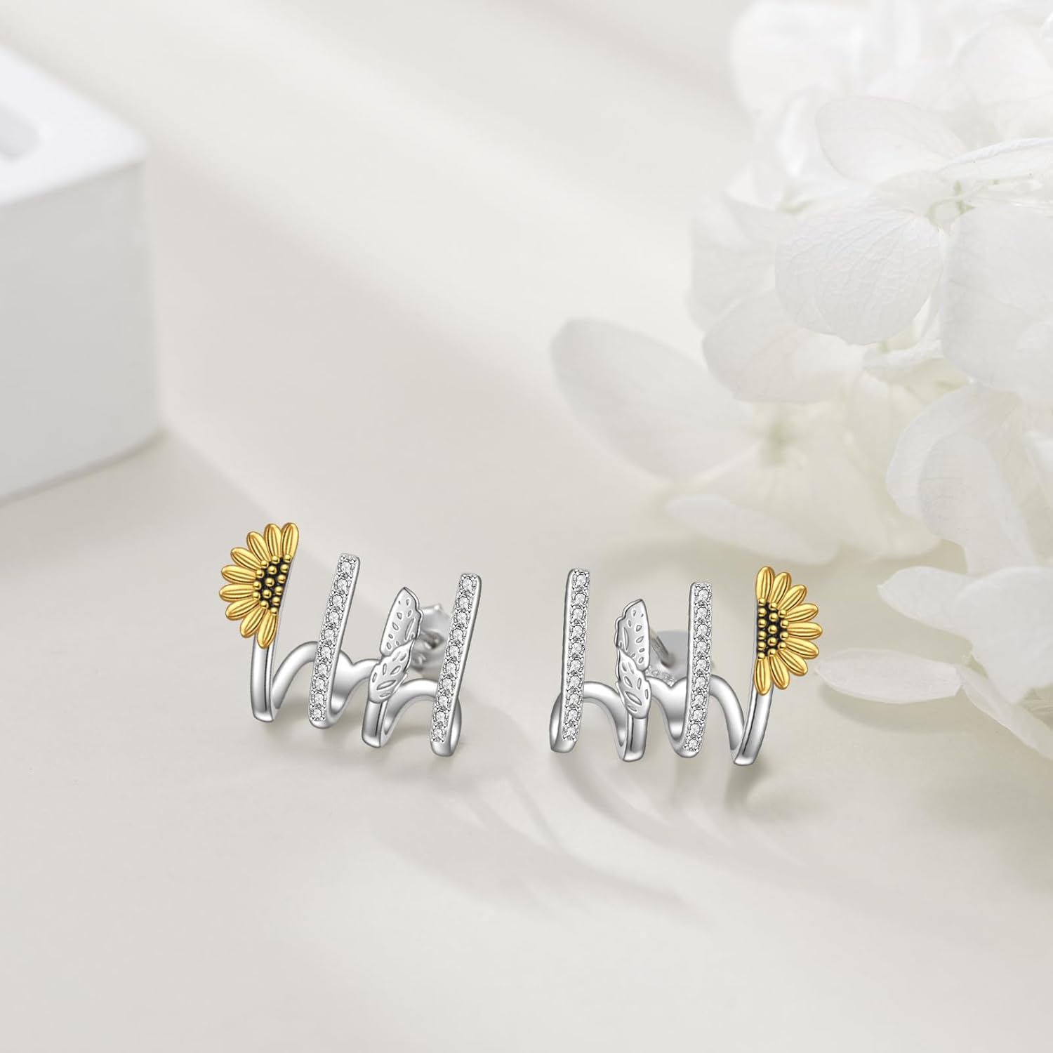 POPLYKE Claw Earrings for Women Sterling Silver Trendy Cubic Zirconia Ear Cuff Earrings Jewelry for Women - Image 4