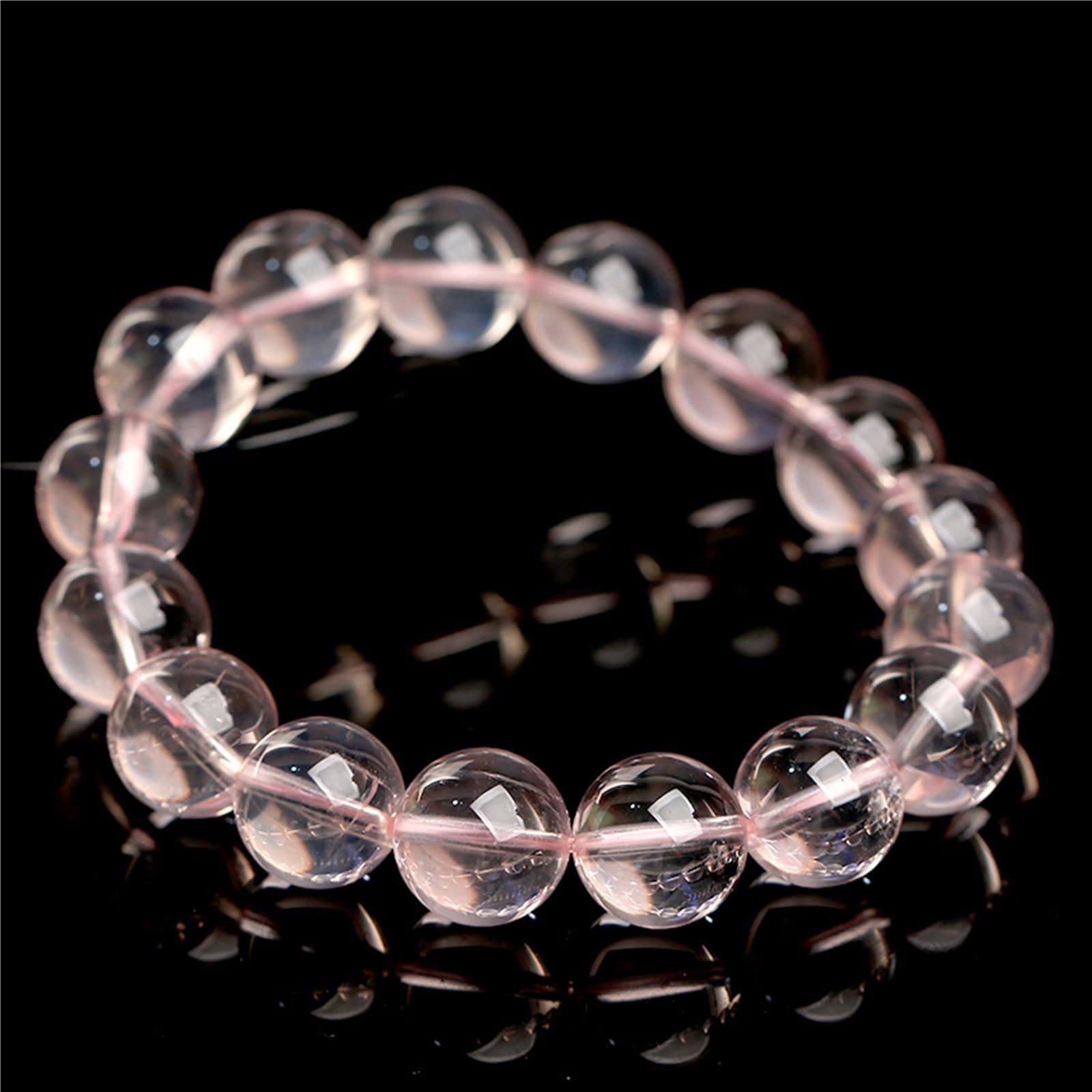 Braccialetto in quarzo rosa arancione ghiacciato naturale, gioiello con perline originali del Mozambico, da donna, regalo calmante per l'energia e l'amore