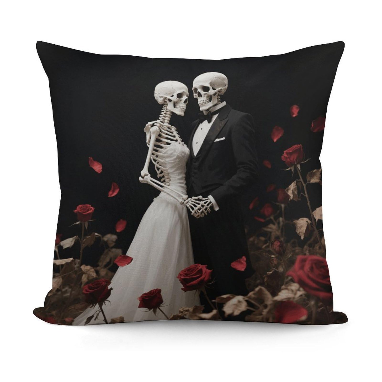 VstaDank Lovers Skull Throw Pillow Covers Fade-Resistant Removable Pillowcase Square Cushion Case Cozy Pillow Case Breathable Pillow Protector Soft Pillow Shams 18"x18"