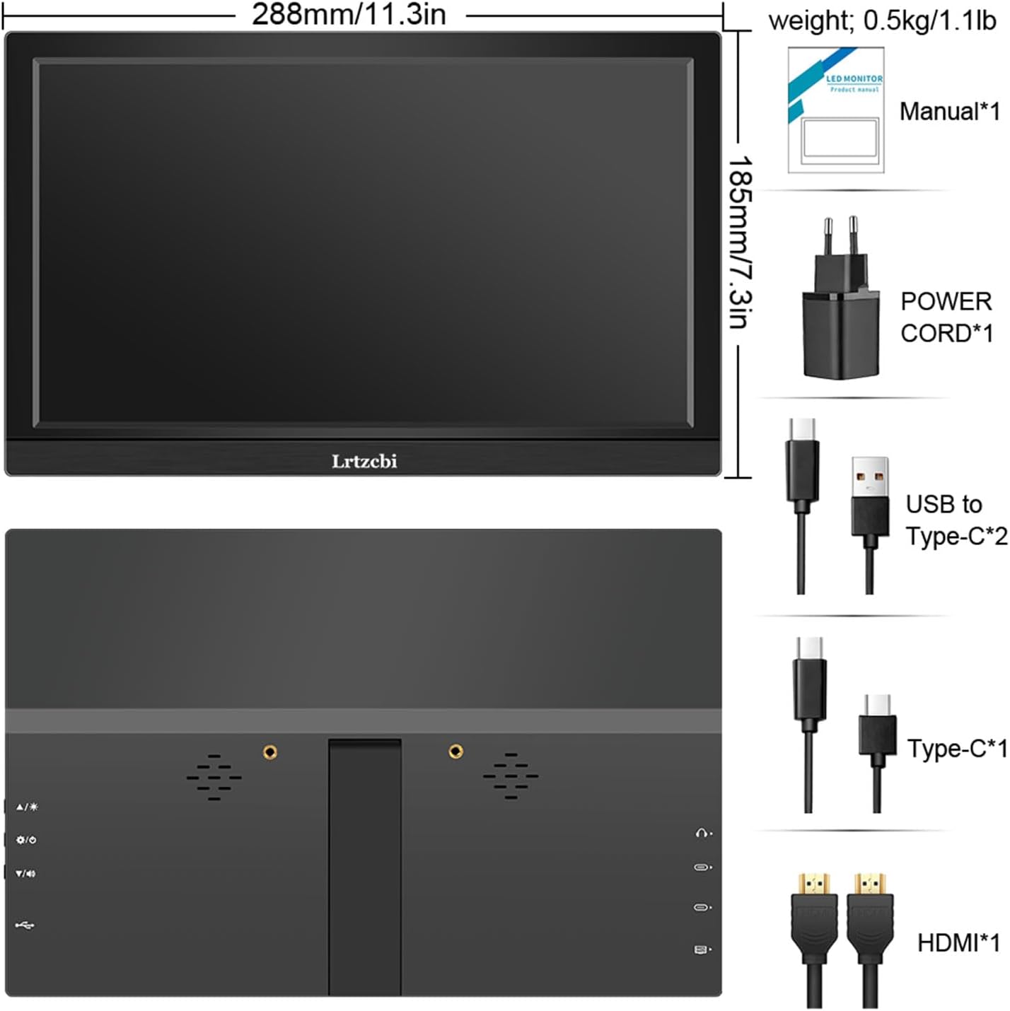 11.6 Inch Portable Monitor, FHD 1920x1080p IPS Screen Small HDMI Monitor with USB-C & HDMI Port, Built in Speaker Travel Monitor for Laptop, PC, Mac, Phone, PS4/5, Xbox - Image 7