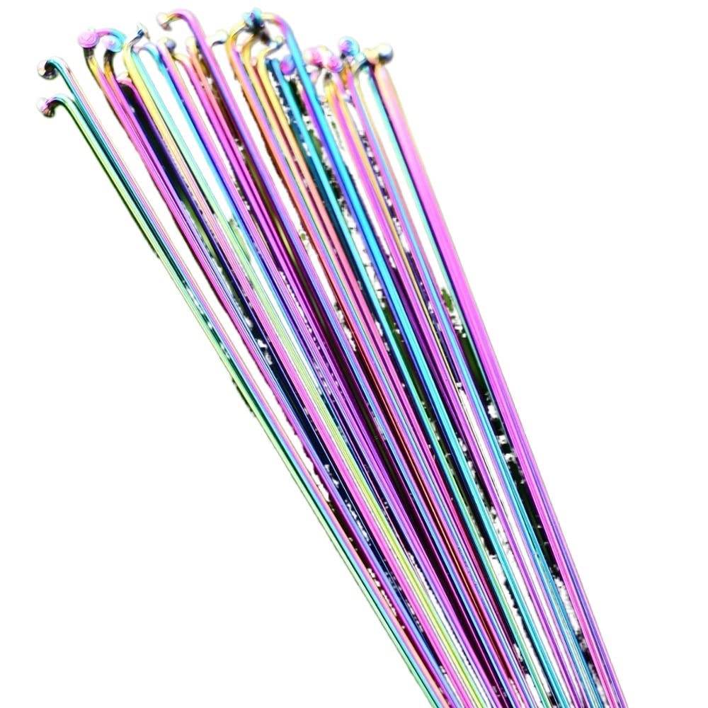ZiYouao Cycling Spokes Bicycle Spoke Wire Vacuum Plating Rainbow Spokes 26 27.5 29 Inch Spoke Spoke Cap Mountain/Road Bike Bicycle Spokes(261MM X 10pcs)