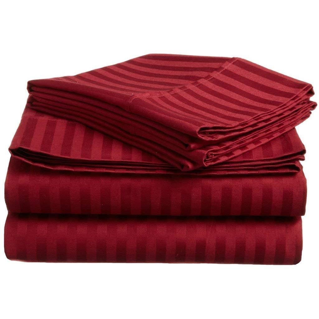 Pima Cotton Queen Size Sheet Set 4Pc Bed Set Soft Breathable Percale Weave Fits 14-18 Deep Pocket Hotel-Quality
