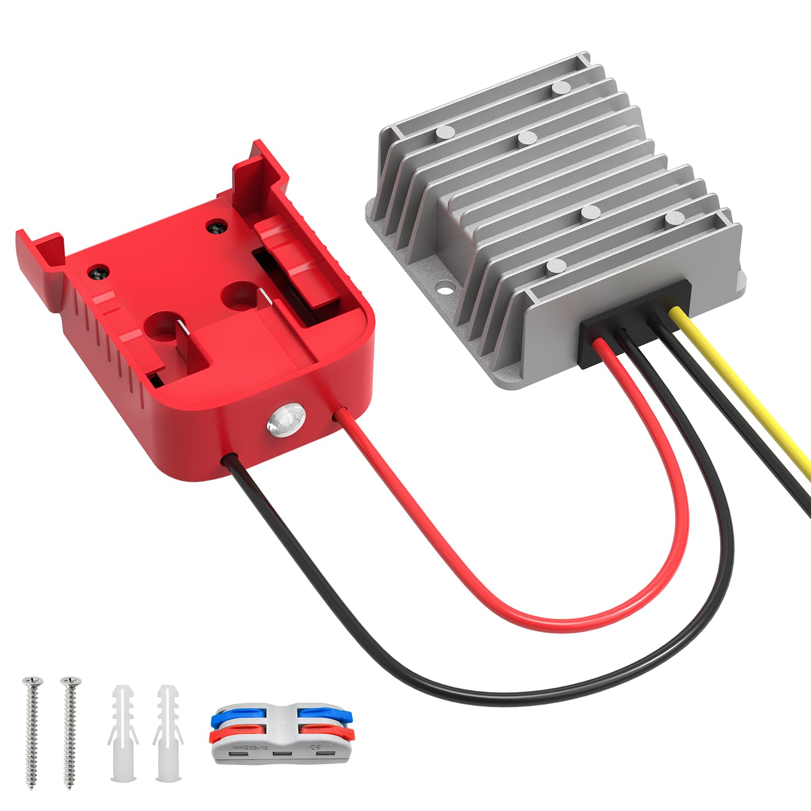 Kzreect DC 18V to 12V Step-Down Converter Compatible with Milwaukee 18V Battery, Over-Discharge Protection, DC 12V 20A 240W Buck Converter Voltage