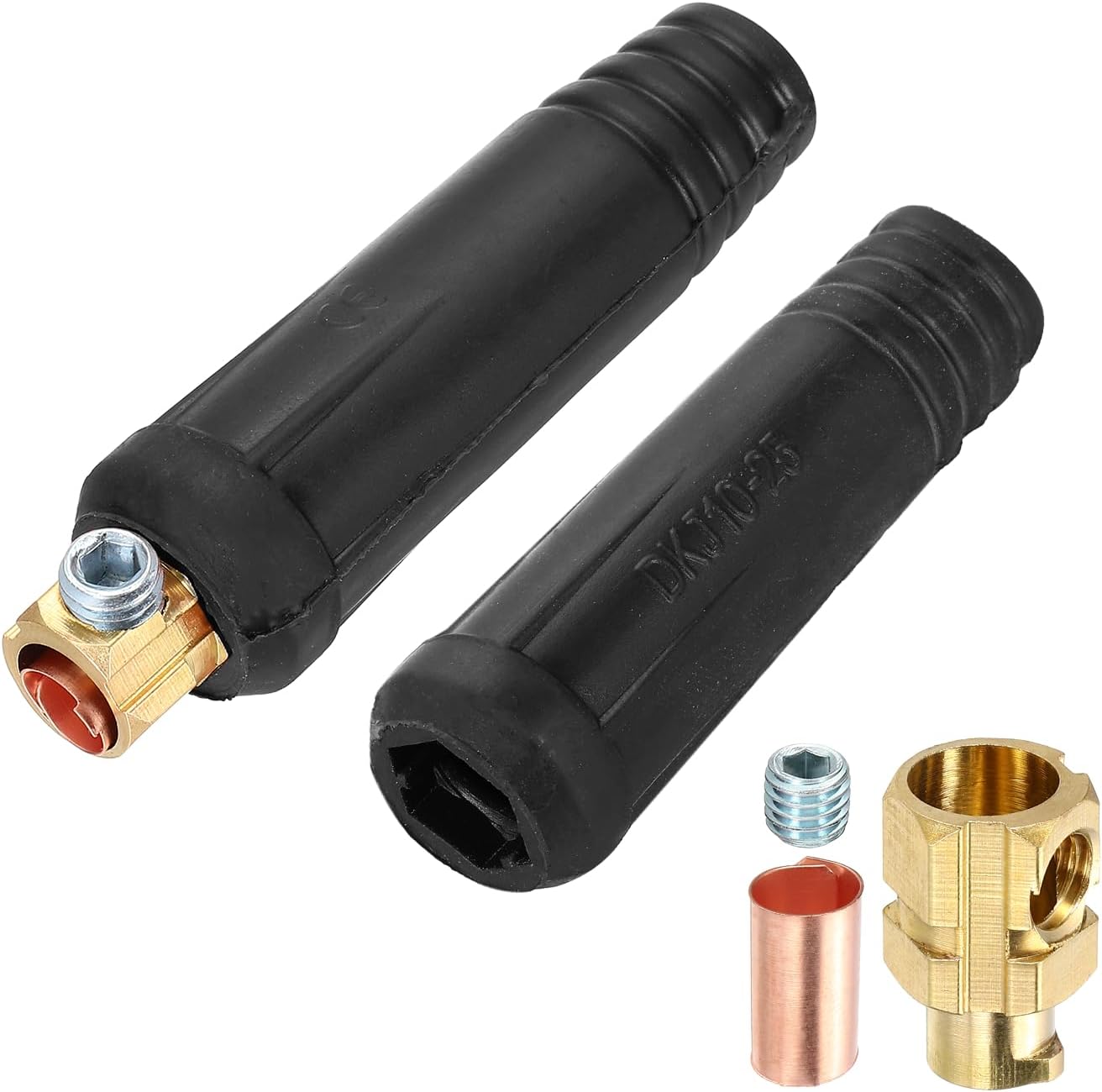 HARFINGTON 2 Pcs Welding Cables Panel Connector Plug DKJ50-70 Brass Quick Fitting for Power Supply Equipment, Black
