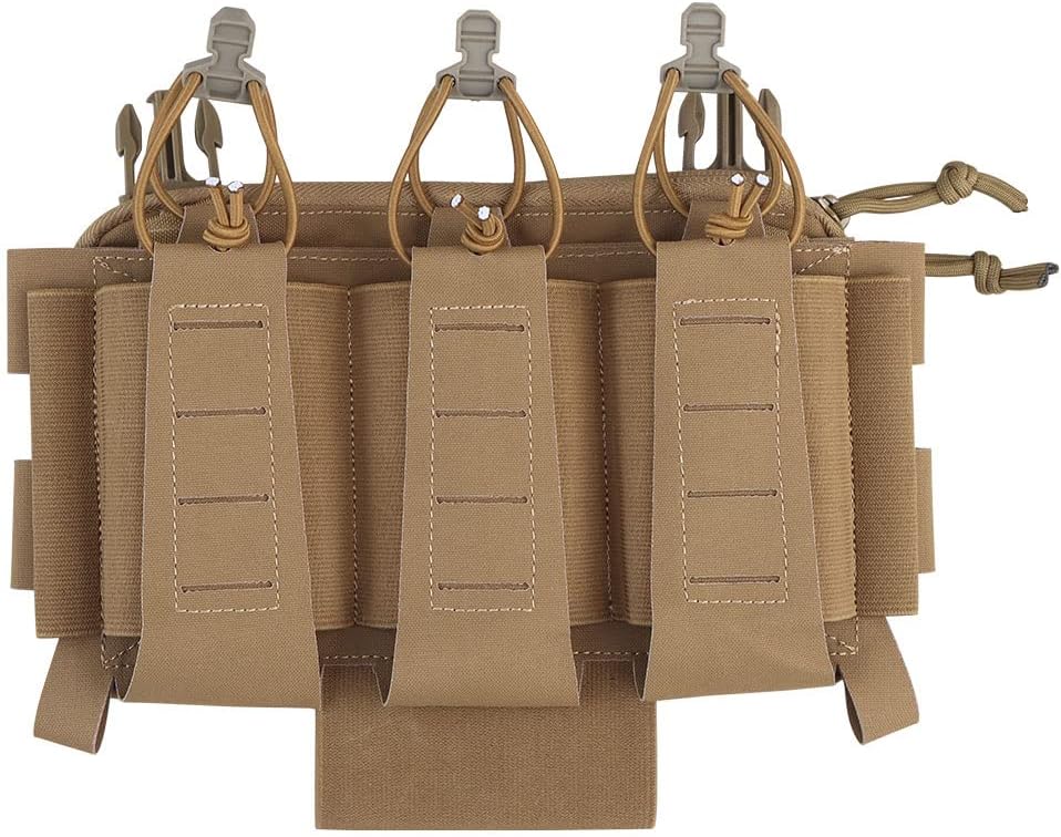 Triple 5.56 Mag Pouch with Utility Bag,Hook-and-Loop Tactical Placard for Rifle Magazines & Pistol Magazines