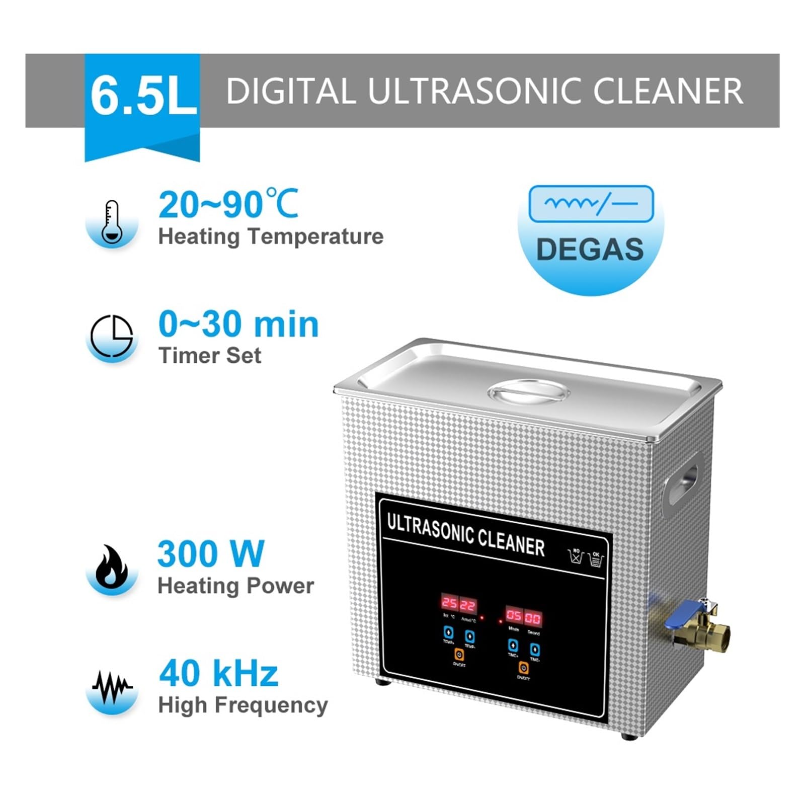 Myjka Ultradźwiękowa Kąpiel 6,5 L 40 KHz Z Zegarem Grzewczym Degas Kosz Do Czyszczenia Ultradźwięków Maszyna Do Czyszczenia Zbiornika Spryskiwacza
