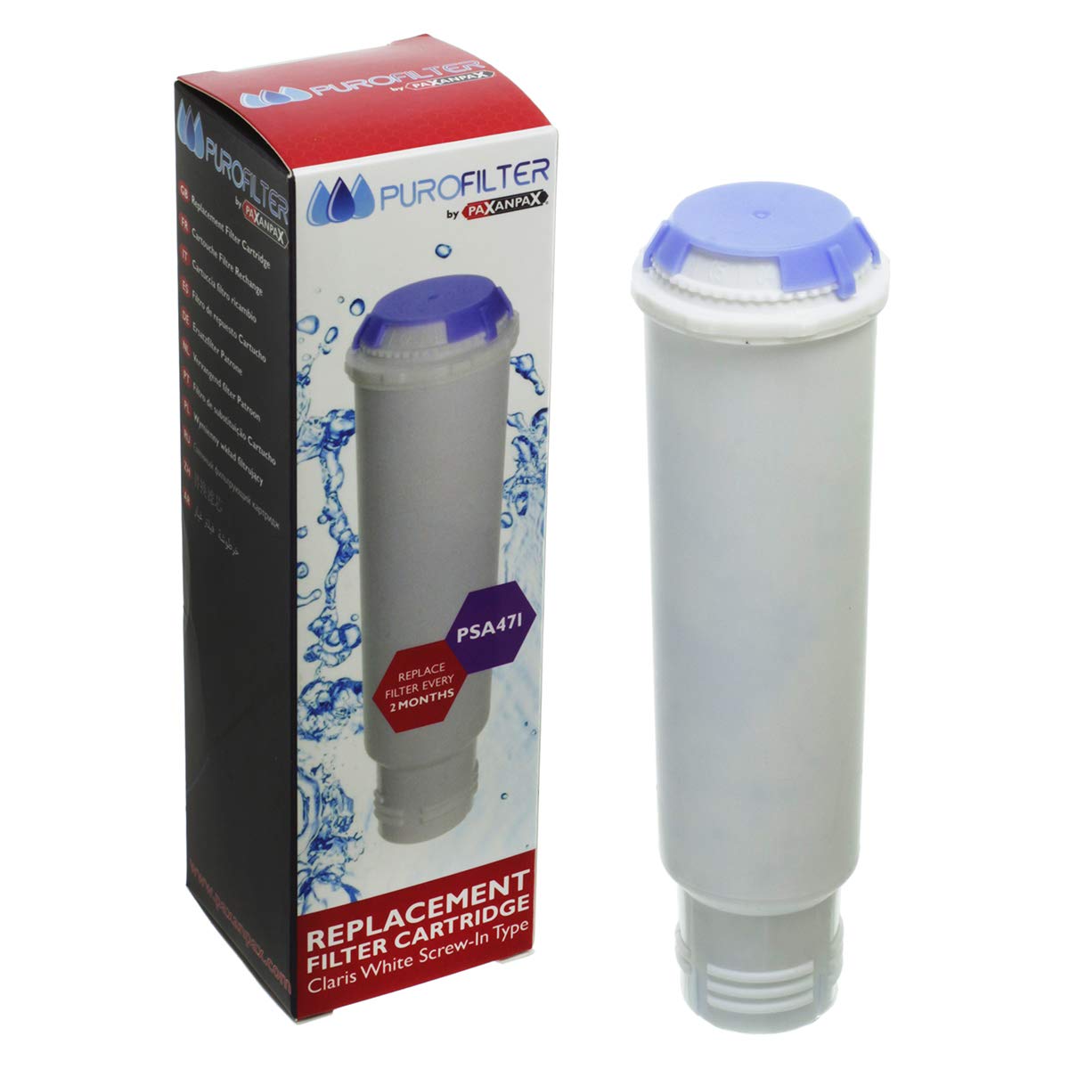 Paxanpax PSA471 Compatible Purofilter White Screw-In Style Coffee Machine Water Filter AEG, Bosch, Gaggenau, Krups, Melitta, Neff, Siemens Claris