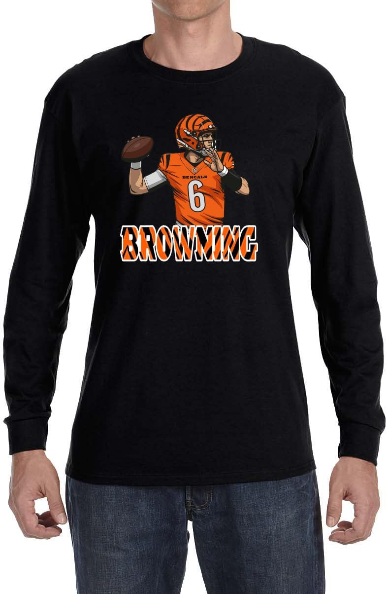 Long Sleeve Black Cincinnati Jake Browning Logo T-Shirt