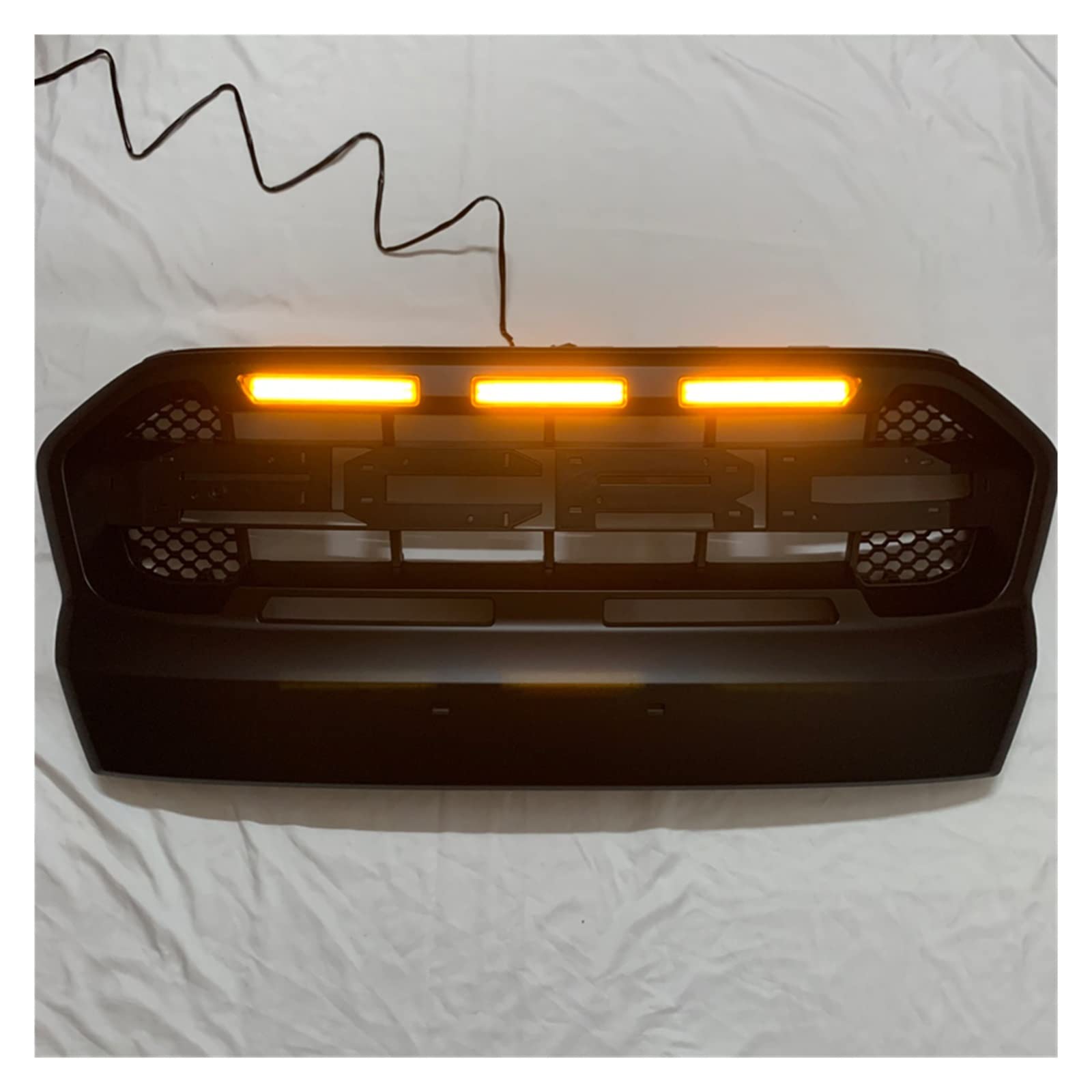 Parrillas compatibles con Ranger T7 Raptor Wildtrak MK3 Grill XL XLT 2015 2016 2017 2018 Cubierta de Parrilla Delantera Parrillas(Red ROFD Amber LED)