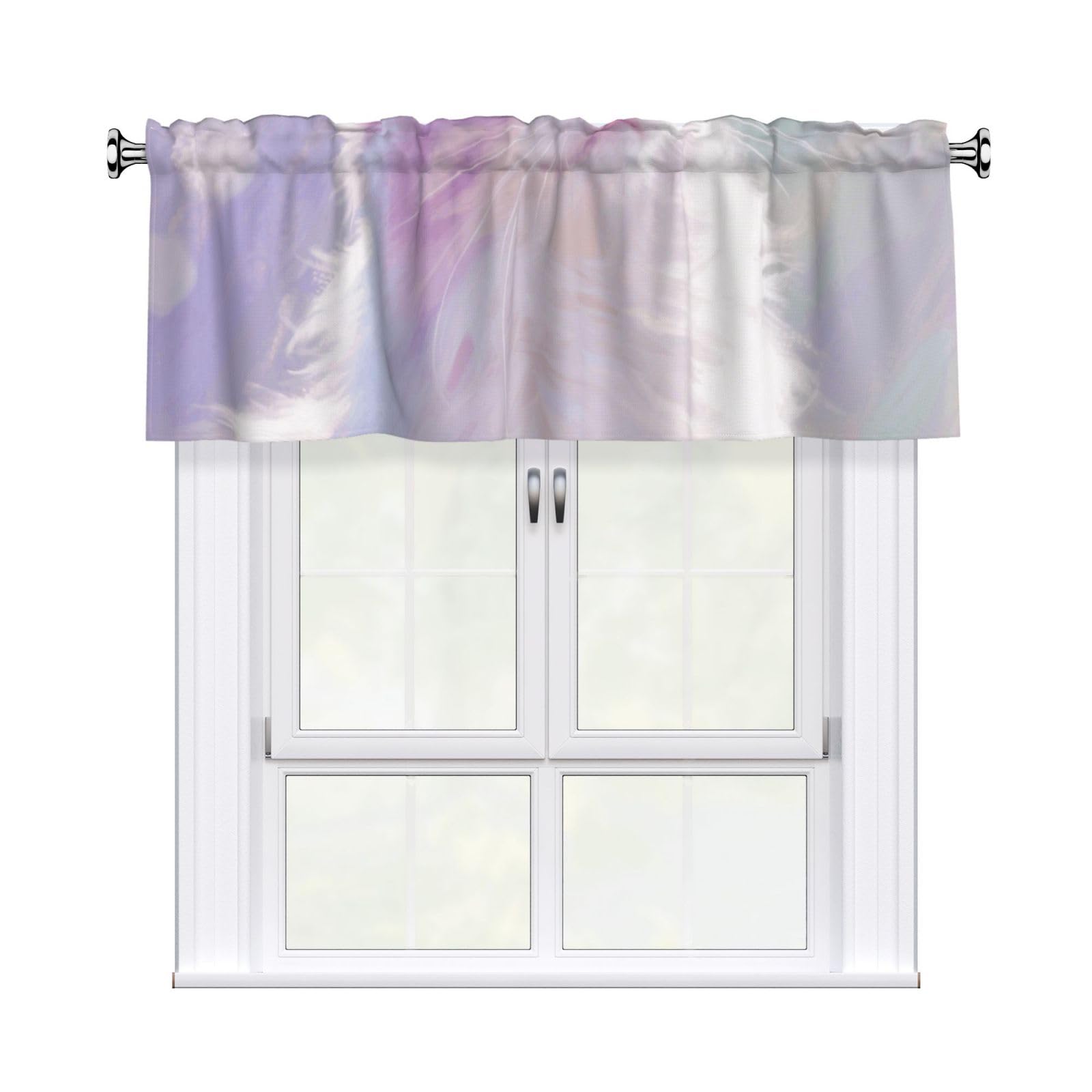 FekiLoot Cat Curtain Valance for Windows, Kitchen Window Valances Rod Pocket Window Treatments Short Curtains Drapes for Bathroom Bedroom Cafe Decor 54x18inch 1 Panel