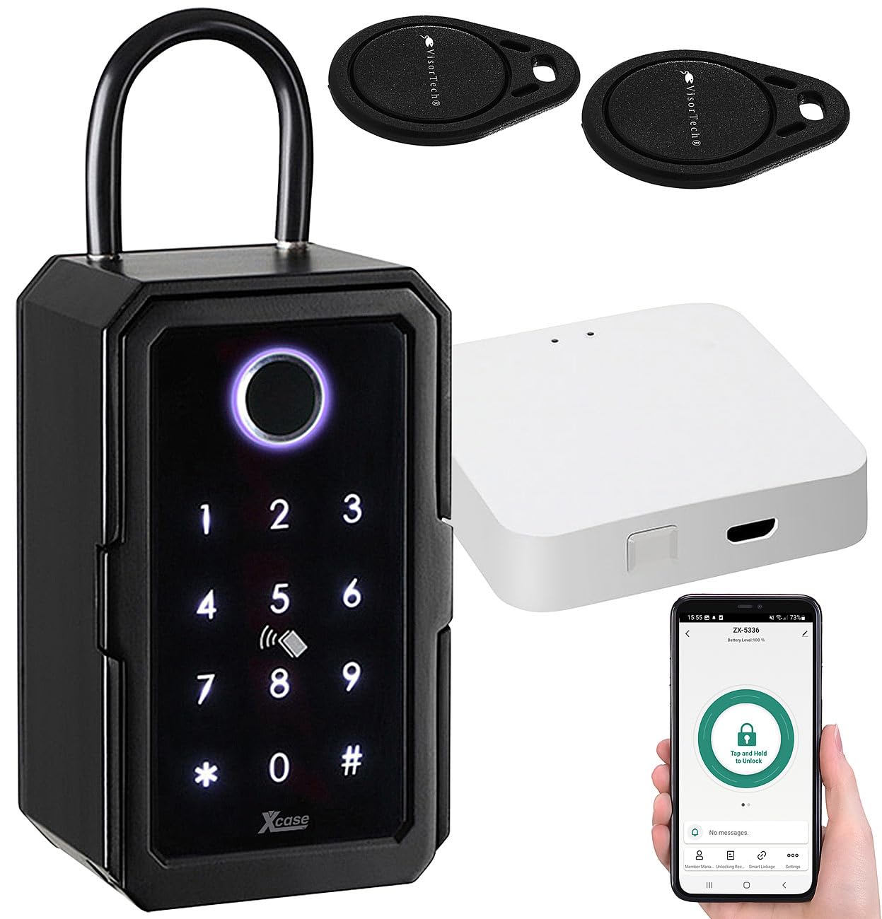 Xcase Schlüsseltresor WLAN: Smarter Schlüssel-Safe & WLAN-Gateway, PIN per Touch-Keys, Fingerprint (Schlüsselbox, Schlüsselkasten, RFID)