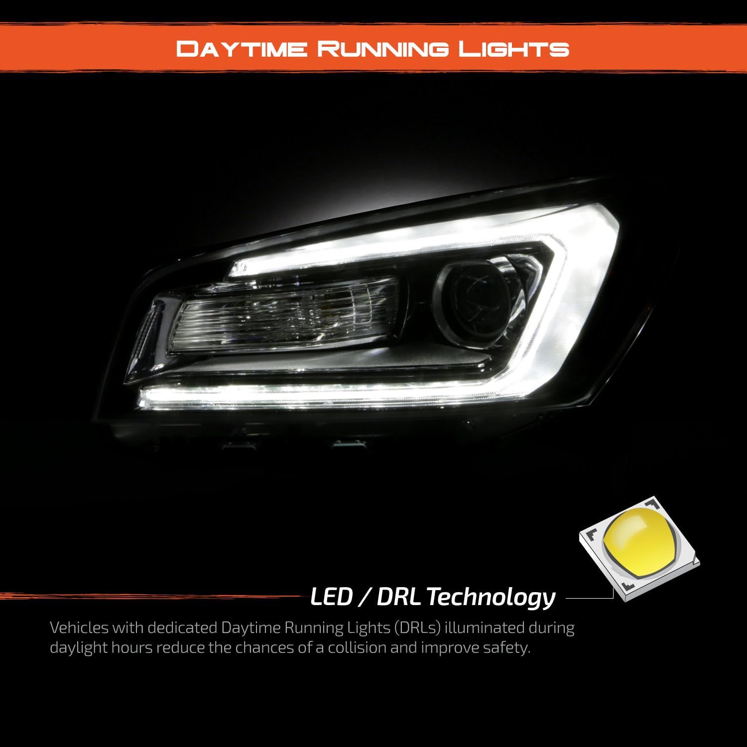 AKKON - Fits 2013-2016 GMC Acadia 2017 Limited [Halogen Model Only] Projector Black Headlight Driver Left Replacement w/ [LED Tube] Parking