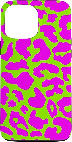Funda para iPhone 13 Pro Max con diseño de leopardo, guepardo, estilo bohemio, verde lima y rosa