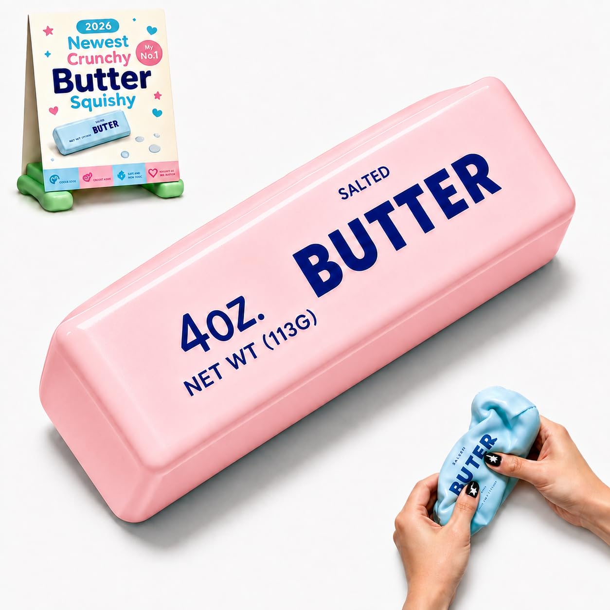 Crunchy Butter Squishy ASMR Stress Ball with Colorful Block Filling, Soft Slow Rising Butter Fidget for Desk, Office, Party Favors & Gifts(pink, Brick Filled)