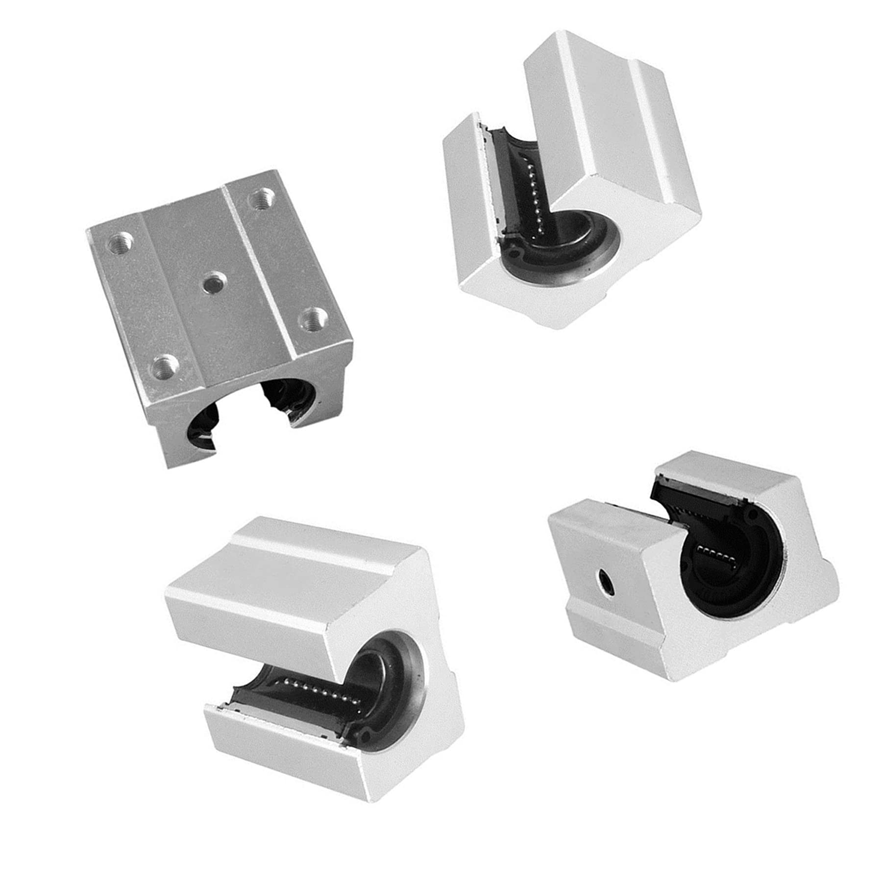 Lot de 4 roulements linéaires en aluminium SBR20UU - 20 mm - Pour rails linéaires - Pour routeur linéaire - SBR20 CNC