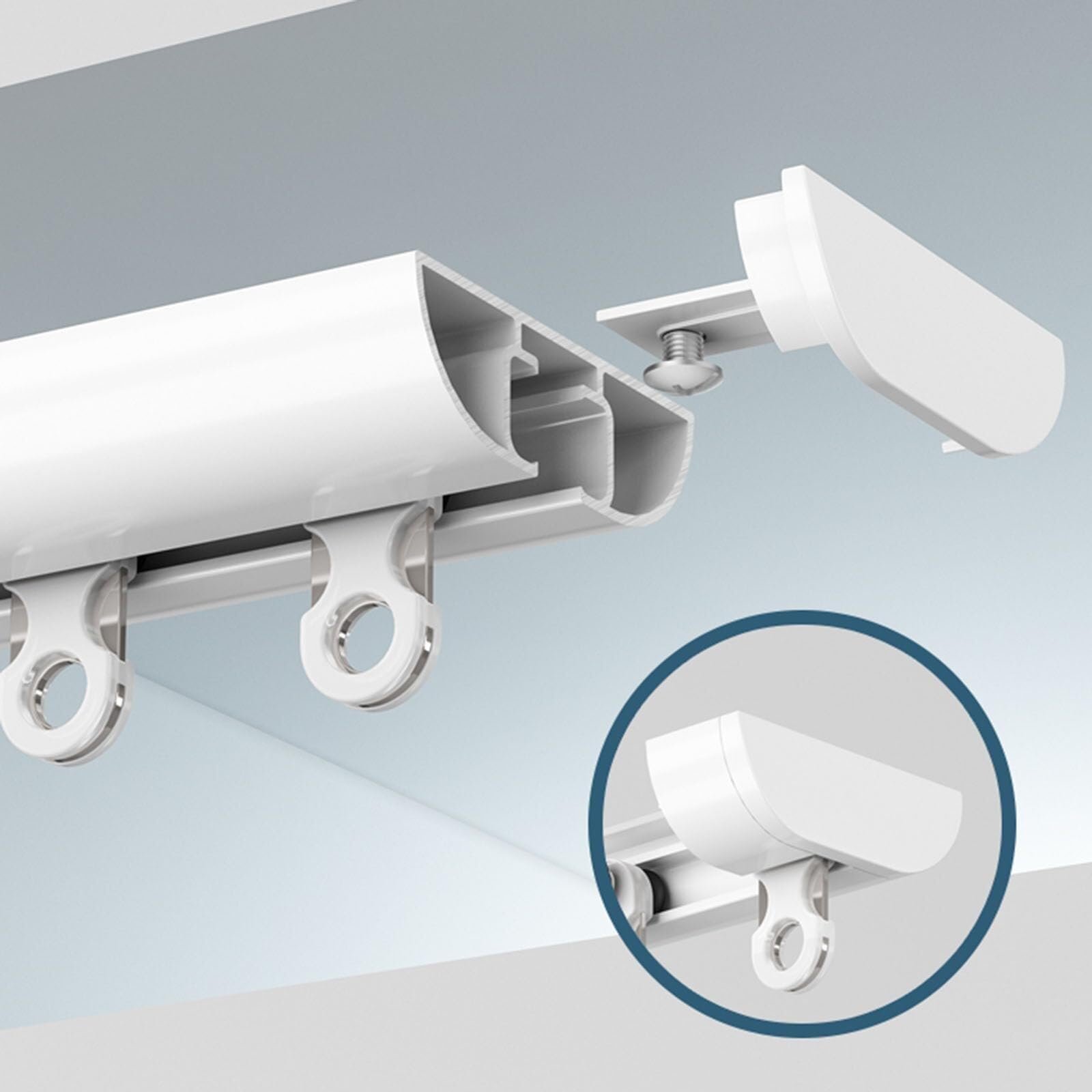 Pista di Tenda del soffitto, Binario in Alluminio, Nero, Bianco, Pista per Tende scorrevoli per Il Bagno per la casa in Ufficio divisore