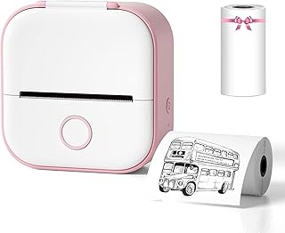 Mini Pocket Printer,Mini Thermal Pocket Printer,Mini Pocket Thermal Printer,Mini Printer Sticker Maker,Mini Pocket Printer Sticker Paper, Compatible with iOS Android (Color : Pink)