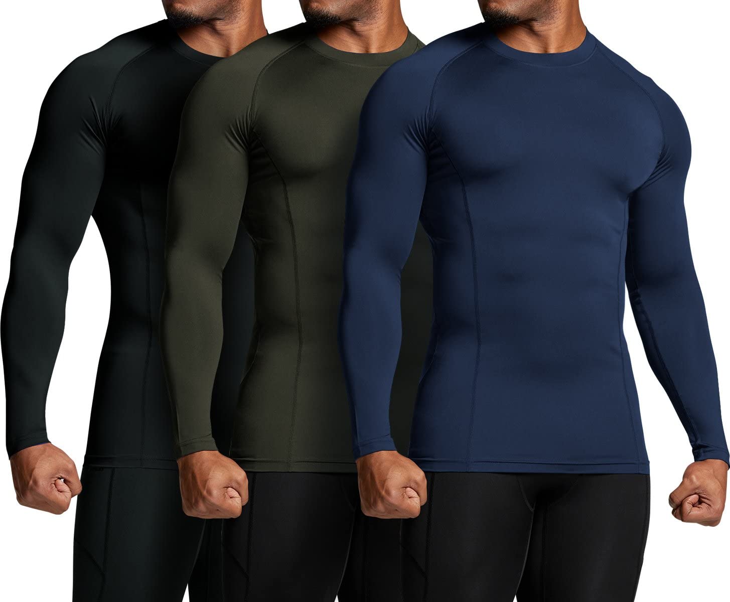 ATHLIO Men's UPF 50+ Long Sleeve Compression Shirts, Water Sports Rash Guard Base Layer, Athletic Workout Shirt