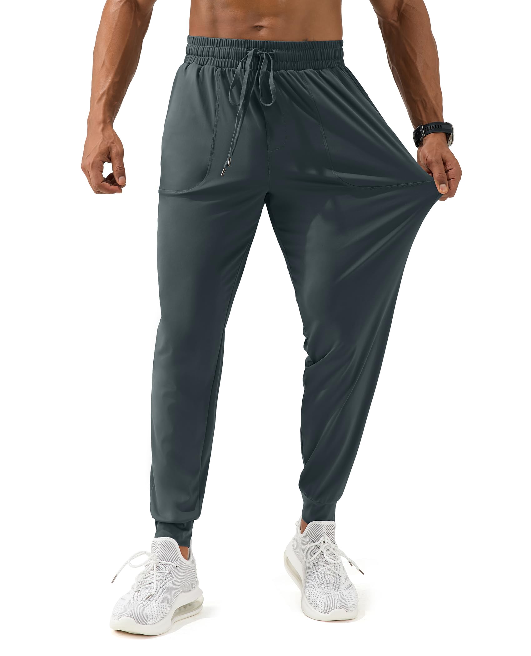 Mens Joggers with Zipper Pocket Athletic Lightweight Sweatpants Tapered Track Pants for Gym Workout Running