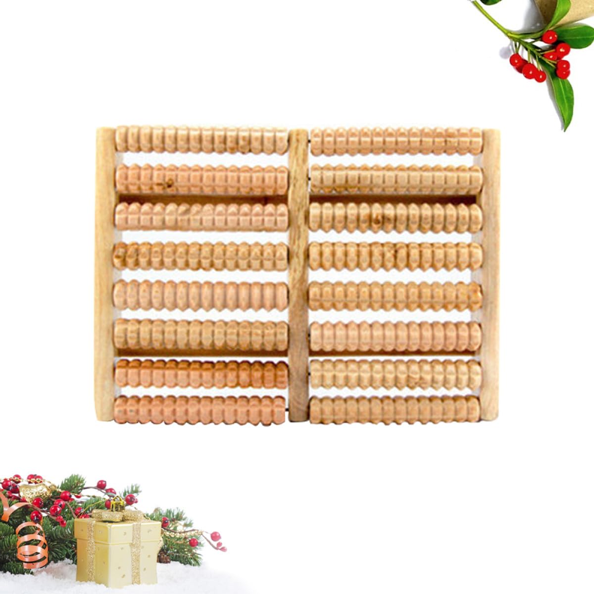 Masajeador de Pies 8 Rodillos de Madera Masajeador de Rodillos de Madera para Acupresión Alivio de Fascitis Plantar y Mejora Circulación Sanguínea Herramienta de Masaje para