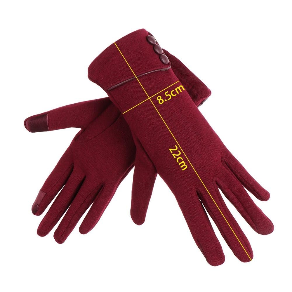 Guantes cálidos for mujer, guantes térmicos con forro polar y dedos completos, guantes cálidos de algodón for pantalla táctil