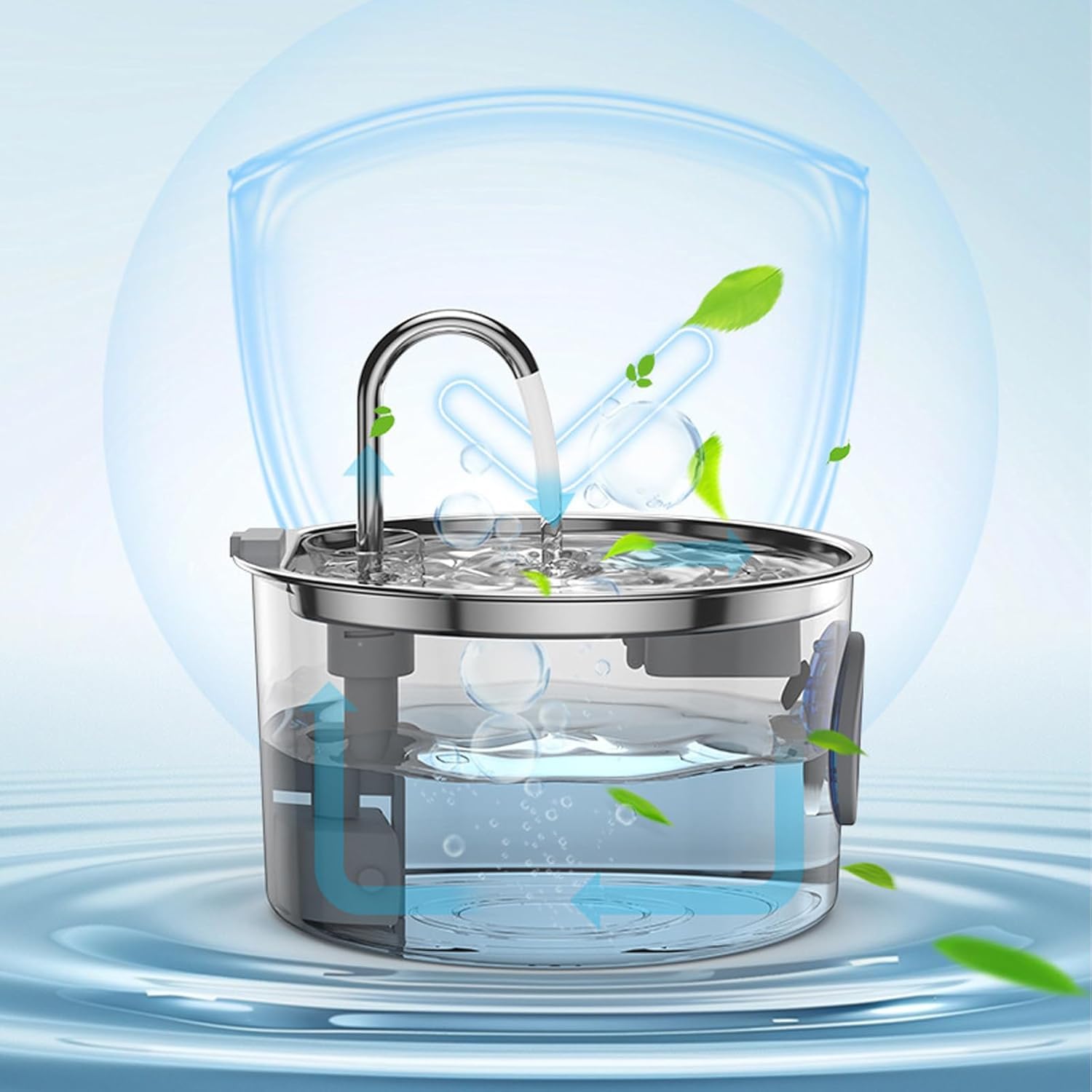 Dog Water Bowl - 3.2L Stainless Steel Pet Water Fountain, Multi-Filtration System & Steady Circulation, Ultra-Quiet Pump, Easy-to-Clean for Dogs and Cats (1Set+2Filter) - image 7