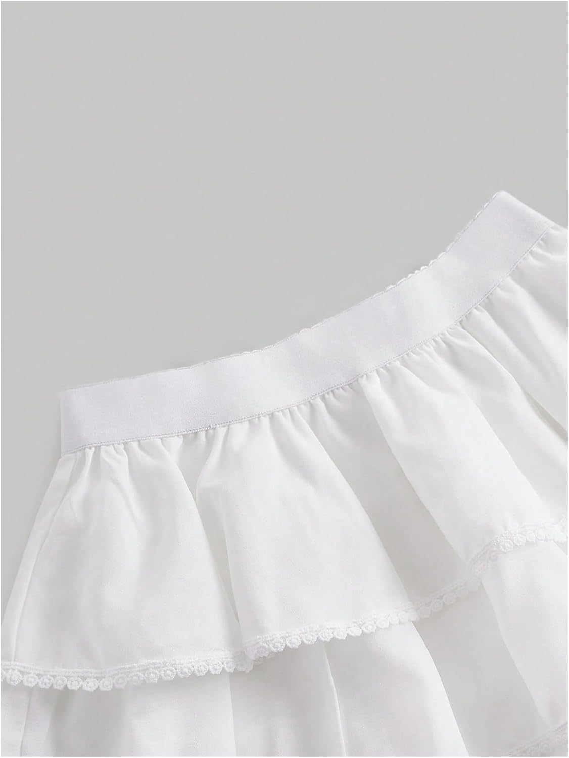 Women's Contrast Lace High Waisted Layered Skirt Flowy Casual Mini Skirt - Image 3