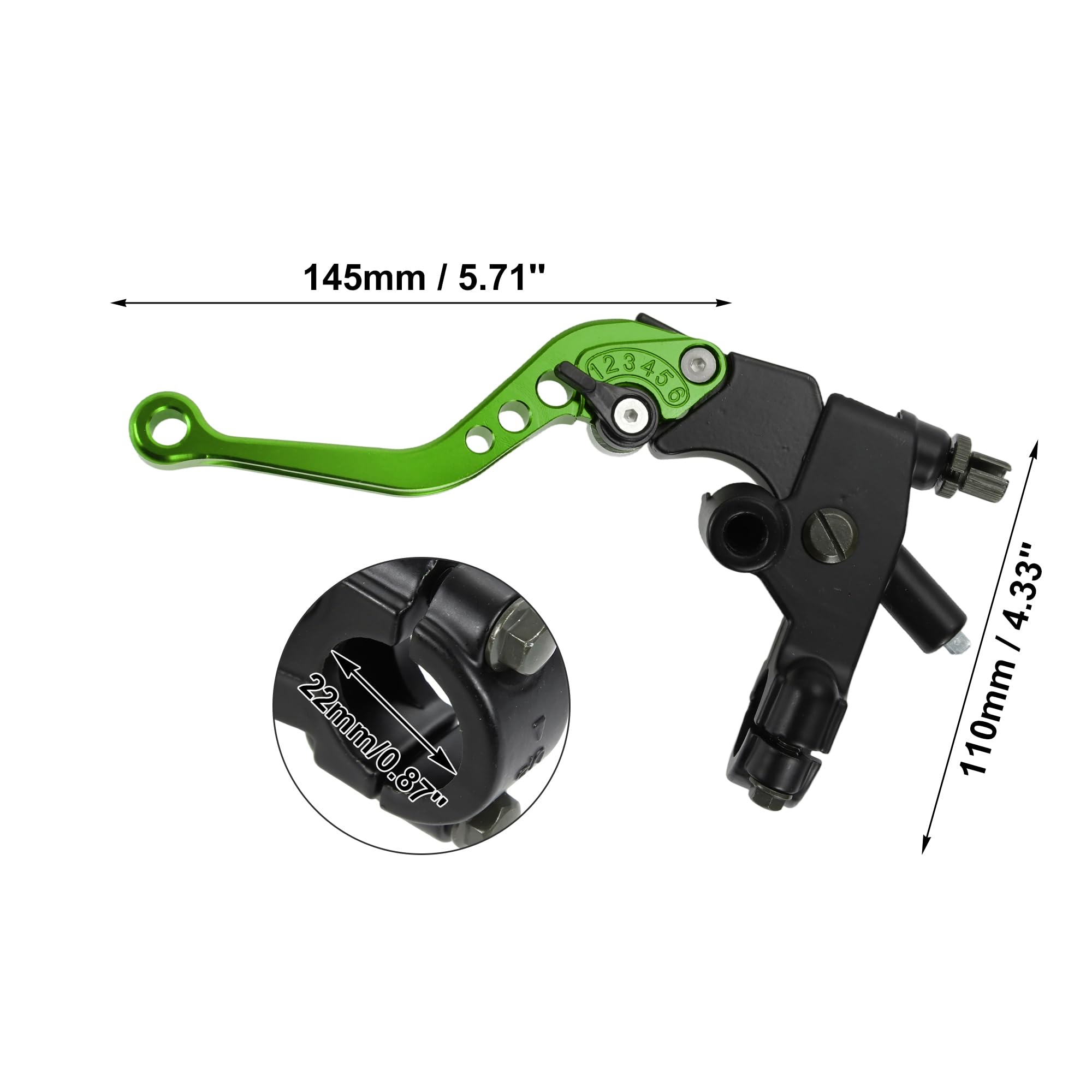 A ABSOPRO 1 Paar Motorrad Bremshebel 22mm Kupplungshebel 7/8 inch Bremsgriff Motorrad Kupplungsarmatur Bremshebel Universal CNC Aluminium, Grün
