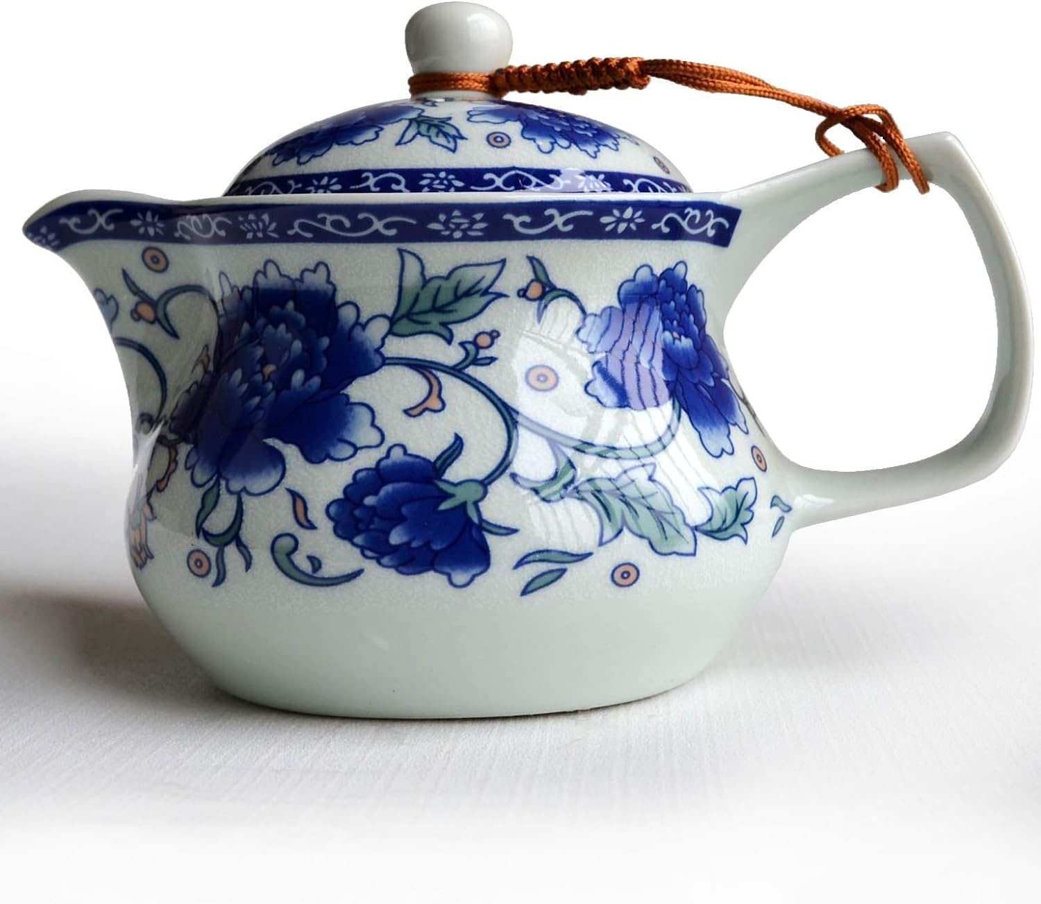 Teiera, teiera da cucina, Teiera da 17 once in porcellana bianca blu con infusore in acciaio inossidabile cinese