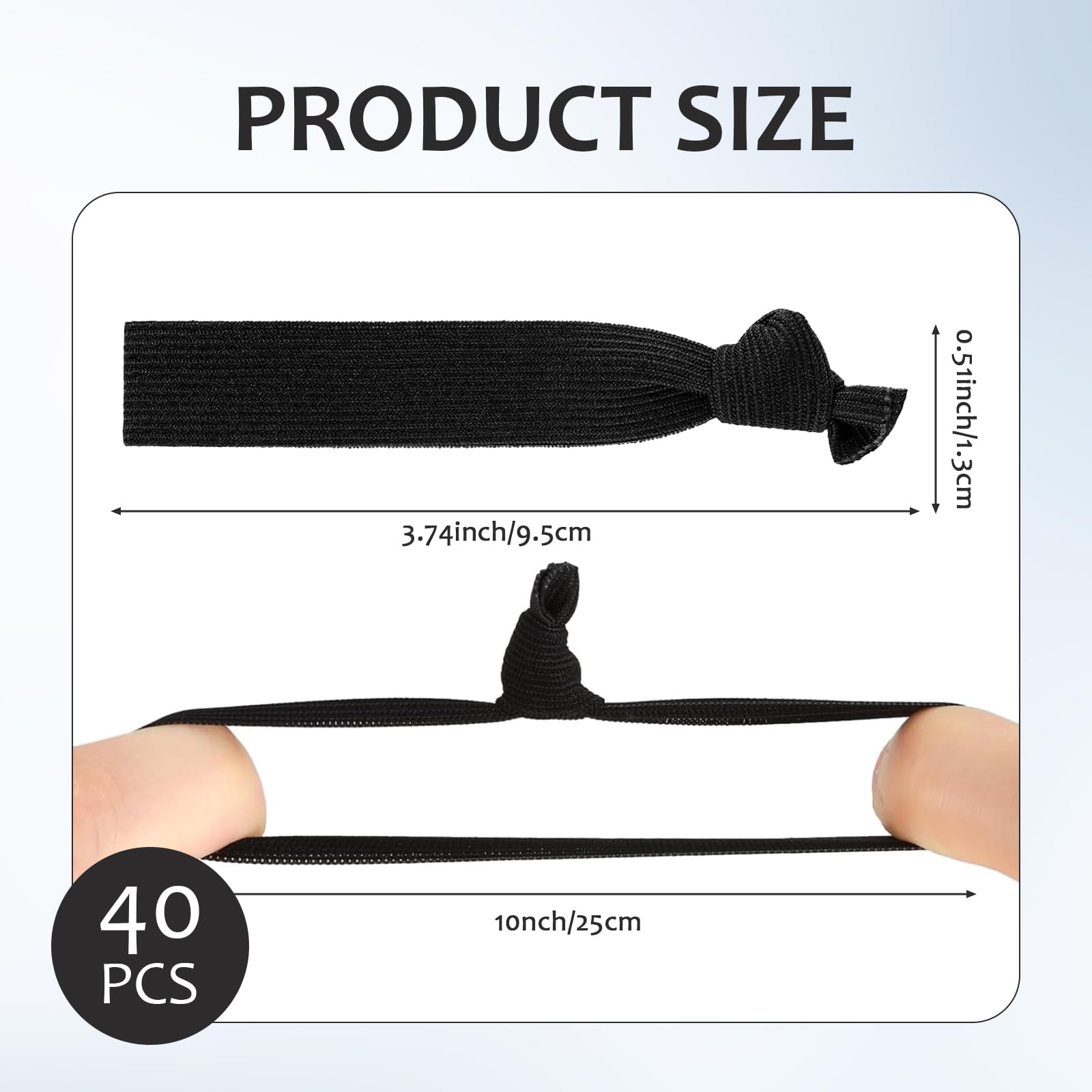 40 PCS Mens Hair Bands for Long Hair,Black Knotted Hair Ties for Guys,Curly Thick Male Hair Band,No Damage Crease Breakage Wide Mens Hair Ties,for Bun,Elastic Hair Bands,Ponytail - Image 2