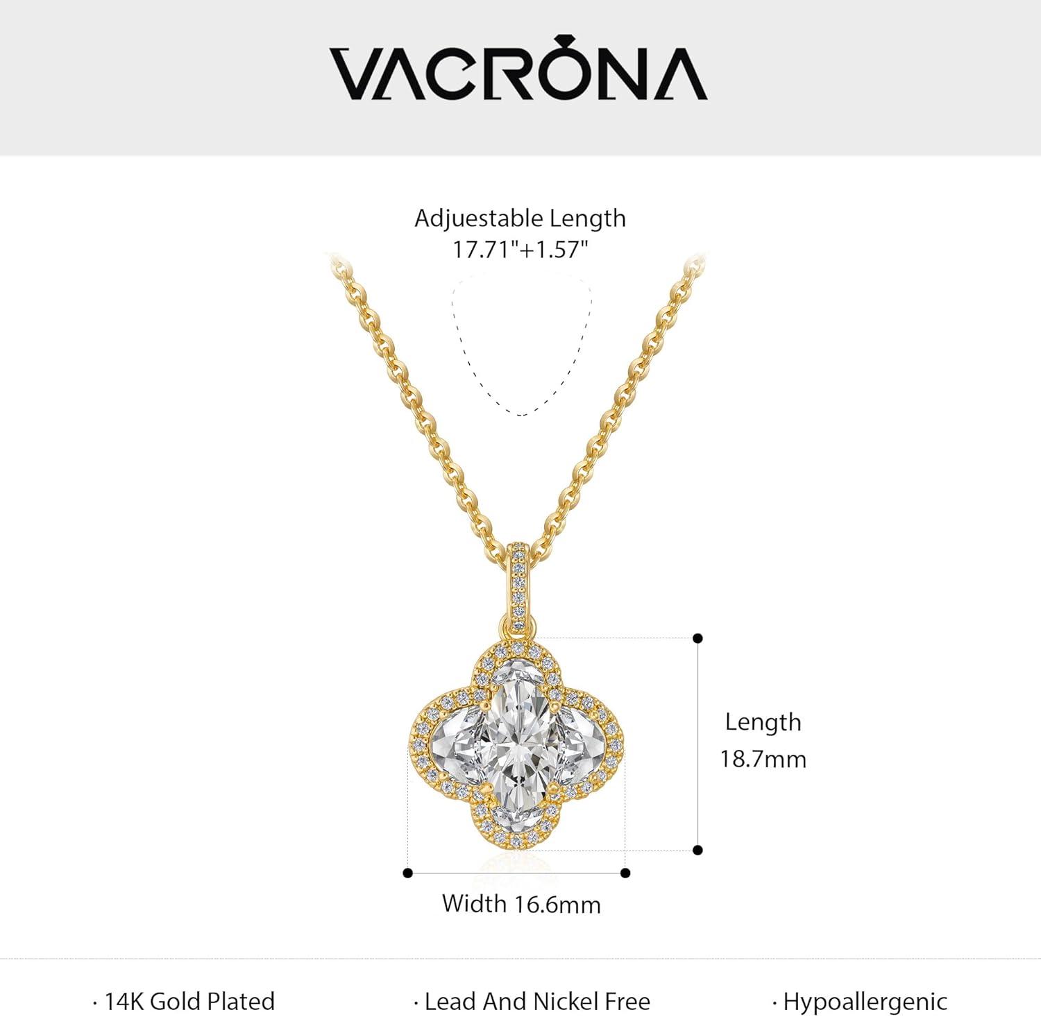 VACRONA Gold Pendant Necklaces for Women 14K Gold Plated Dainty Necklace Elegant Jewelry Gifts - Image 5