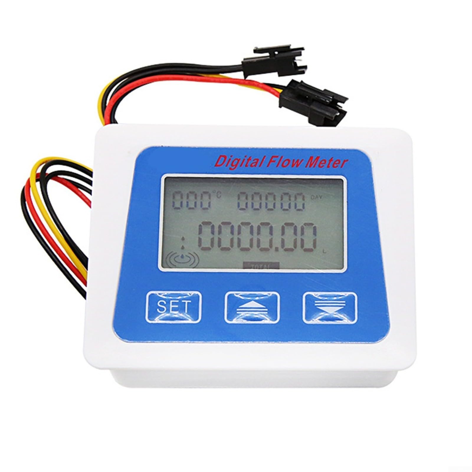 Contador de caudal digital LCD para control de agua, 1-25 l/min, G1/2 pulgadas, temperatura de -999 grados a 999 grados, salida de pulso, cobre