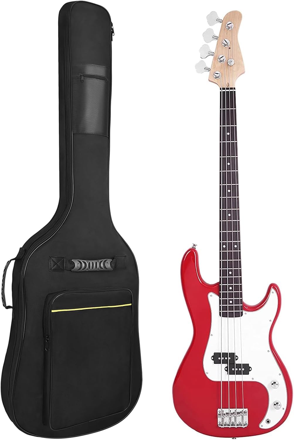 Bass Guitar Case 7mm Padding Waterproof Bass Guitar Gig Bag, Electric Bass Guitar Bag Backpack with Neck Strap and Pockets, Black