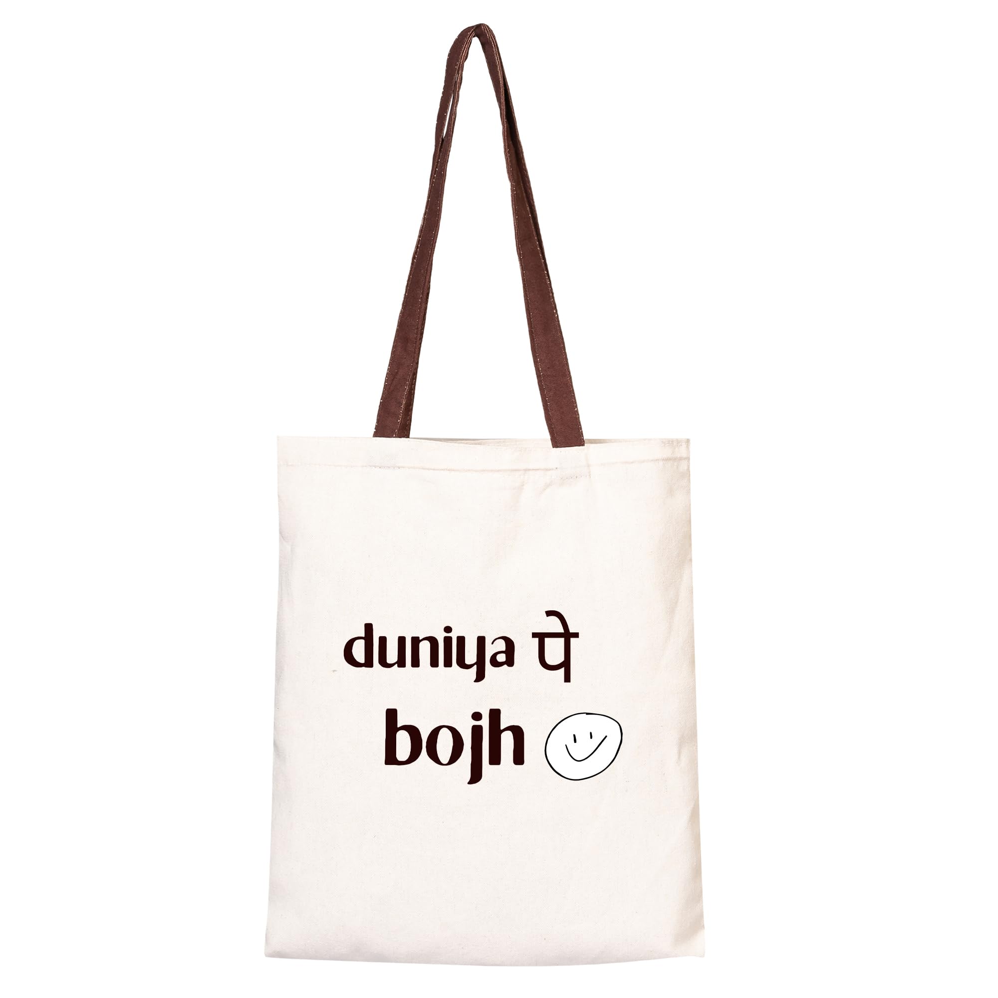STITCHIFY Canvas Tote Bags for Women, College Bag for Girls, 100% Organic Cotton Tote Bag for Shopping, Travel, Office & beach bags for women (Duniya Pe Bojh) (B0D5T3SK9Z) Amazon Price History, Amazon Price Tracker