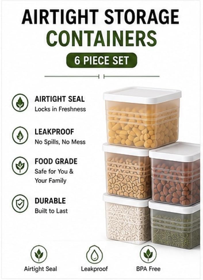 Image of TASMAX Fridge Storage Boxes, Plastic Fridge Containers, Fridge Accessories Items, (EASY FRIDGE CONT - 6 SET)
