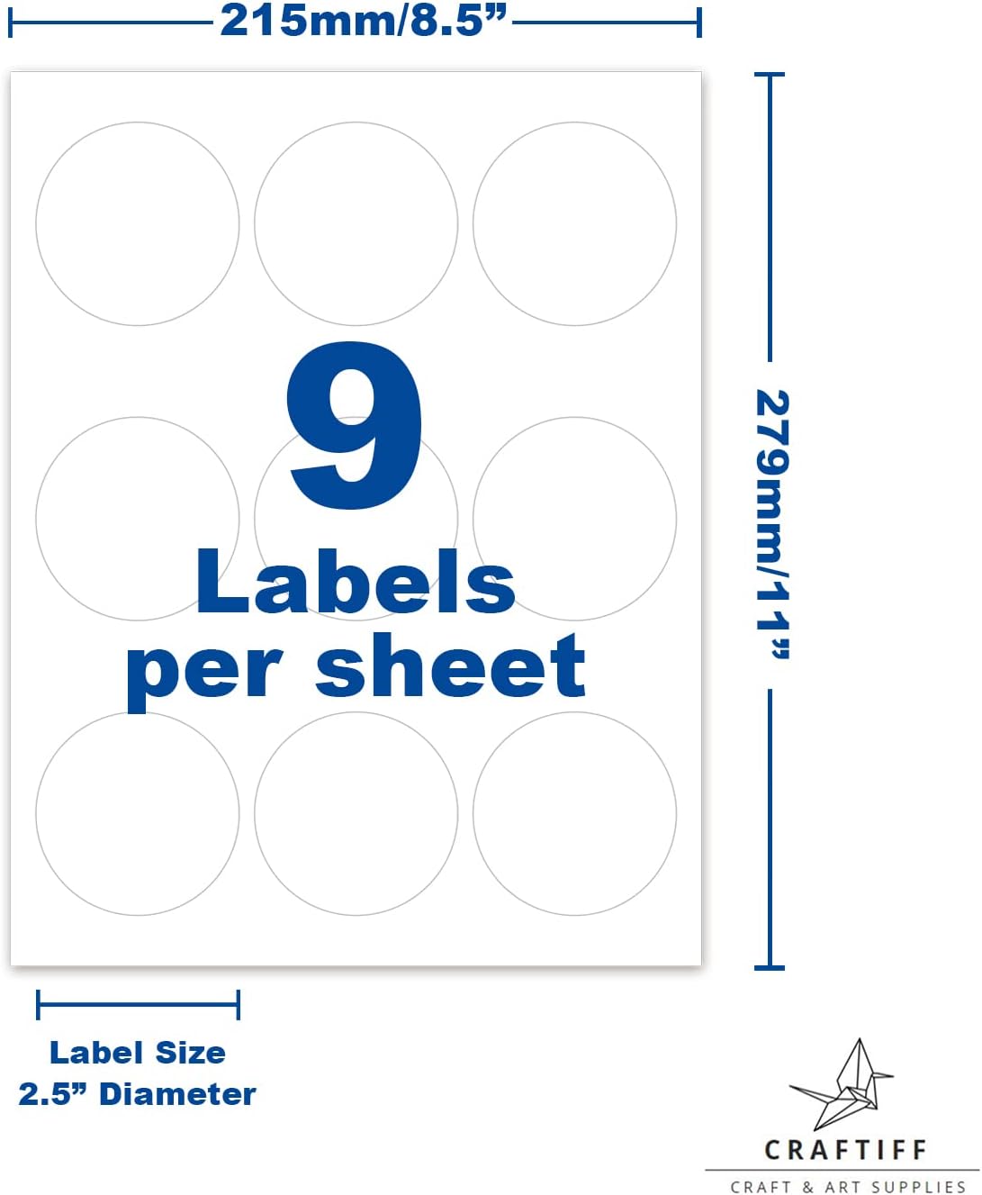 Round Labels Stickers 2.5" inches Printable Vinyl Waterproof Matte White Sticker Paper, 135 Customizable Labels Compatible with 22562 - Image 2
