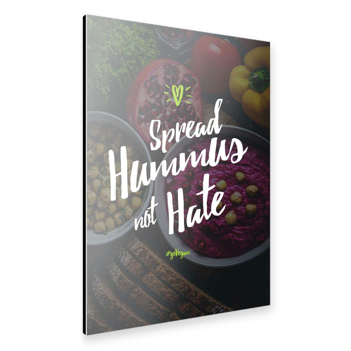 artboxONE Alu-Print 90x60 cm Spread Hummus, not Hate! von Künstler Florian Kunde