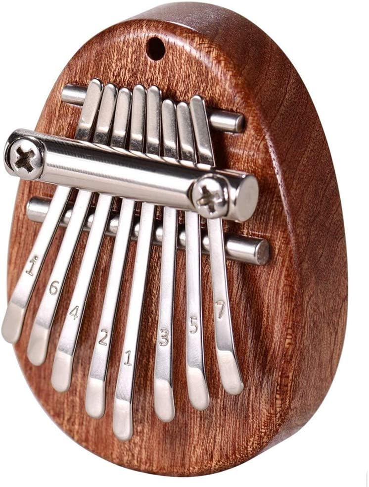 Mini Kalimba 8 Keys Thumb Piano Cute Portable Exquisite Piano Musical Instrument Wood Good Accessory Pendant Gift for Kids Adult Beginners Brown