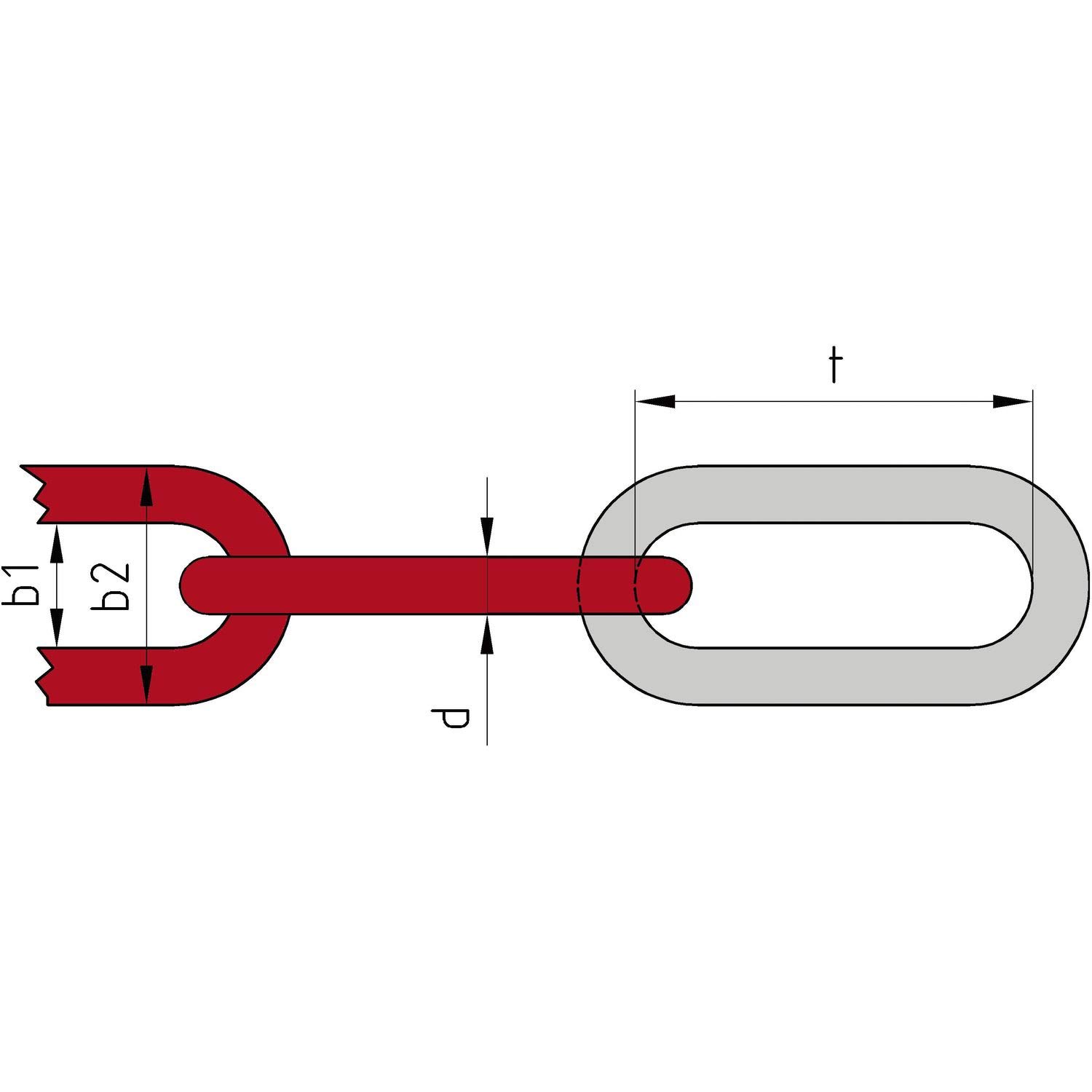 Chaîne d'arrêt en plastique Rouge/blanc Épaisseur 6 mm 1 taille 25 m