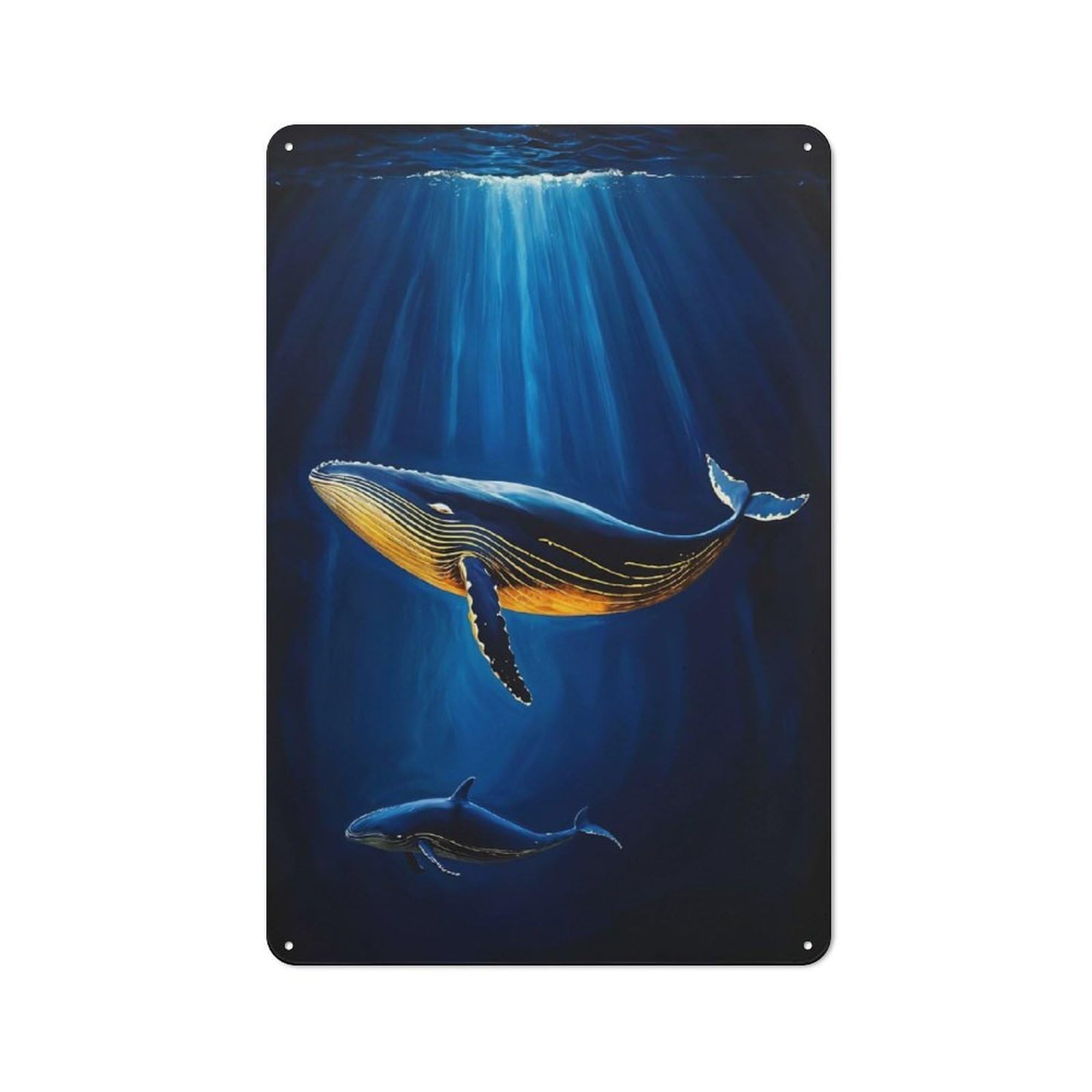 Junmoney Humpback Whale And Calf Painting Vintage Tin Sign 30X20cm Featuring For Bar Or Restaurant, A Decorative Christmas Gift For Bar Decor Enthusiasts
