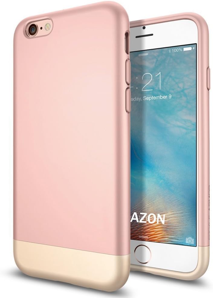 iPhone 6s Plus Case, VAZON [Style Armor] Safe Slide SOFT-Interior Scratch Protection Metallic Finished Dual Layer Case for iPhone 6/6s Plus-Rose Gold/Gold