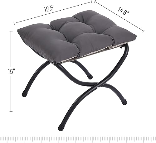 Miniatura 3 de LITA Taburete reposapiés tapizado plegable, moderno y pequeño otomano portátil con cojín de algodón grueso desmontable acolchado con marco de metal